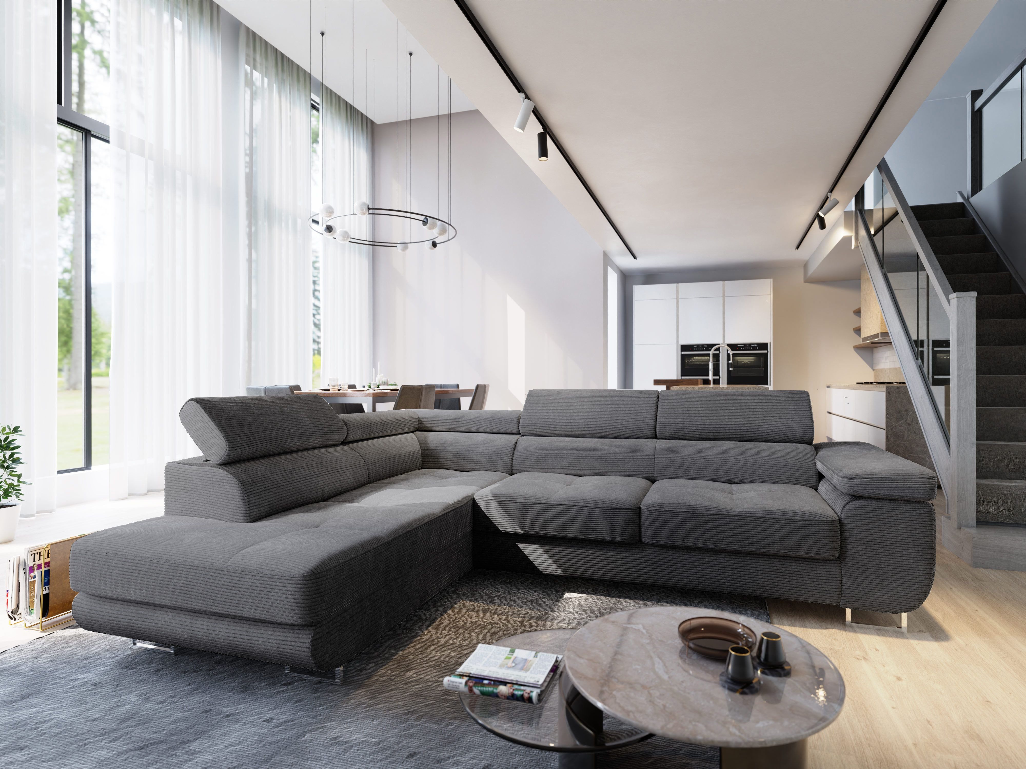Masseno Ecksofa APIRO mit Schlaffunktion L-Form, Sofa mit Bettkasten