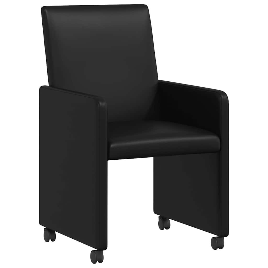 vidaXL Esszimmerstuhl Esszimmerstühle mit Rollen 2 pcs Schwarz 57 x 66 x 94 cm (2 St)