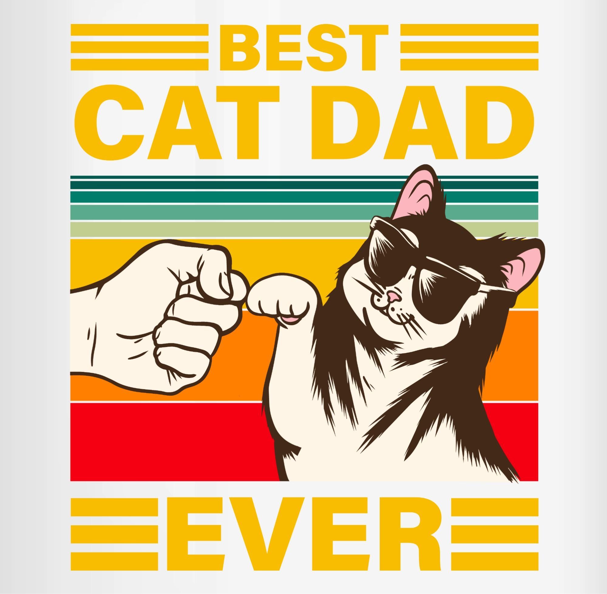 Shirtracer Tasse Best Cat Dad Keramik, Ever, Schwarz 1 Katze Katzen
