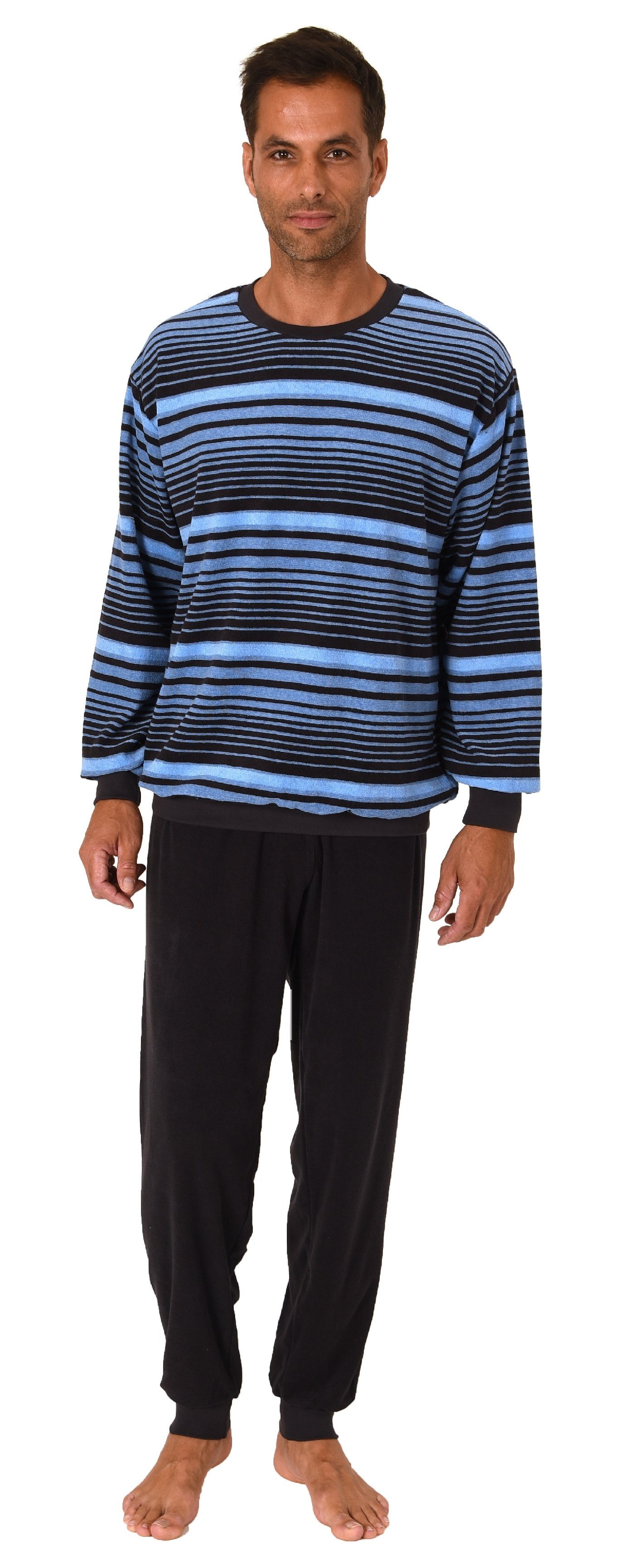 Normann Pyjama Edel aussehender Herren Frottee Schlafanzug langarm mit Bünd günstig online kaufen