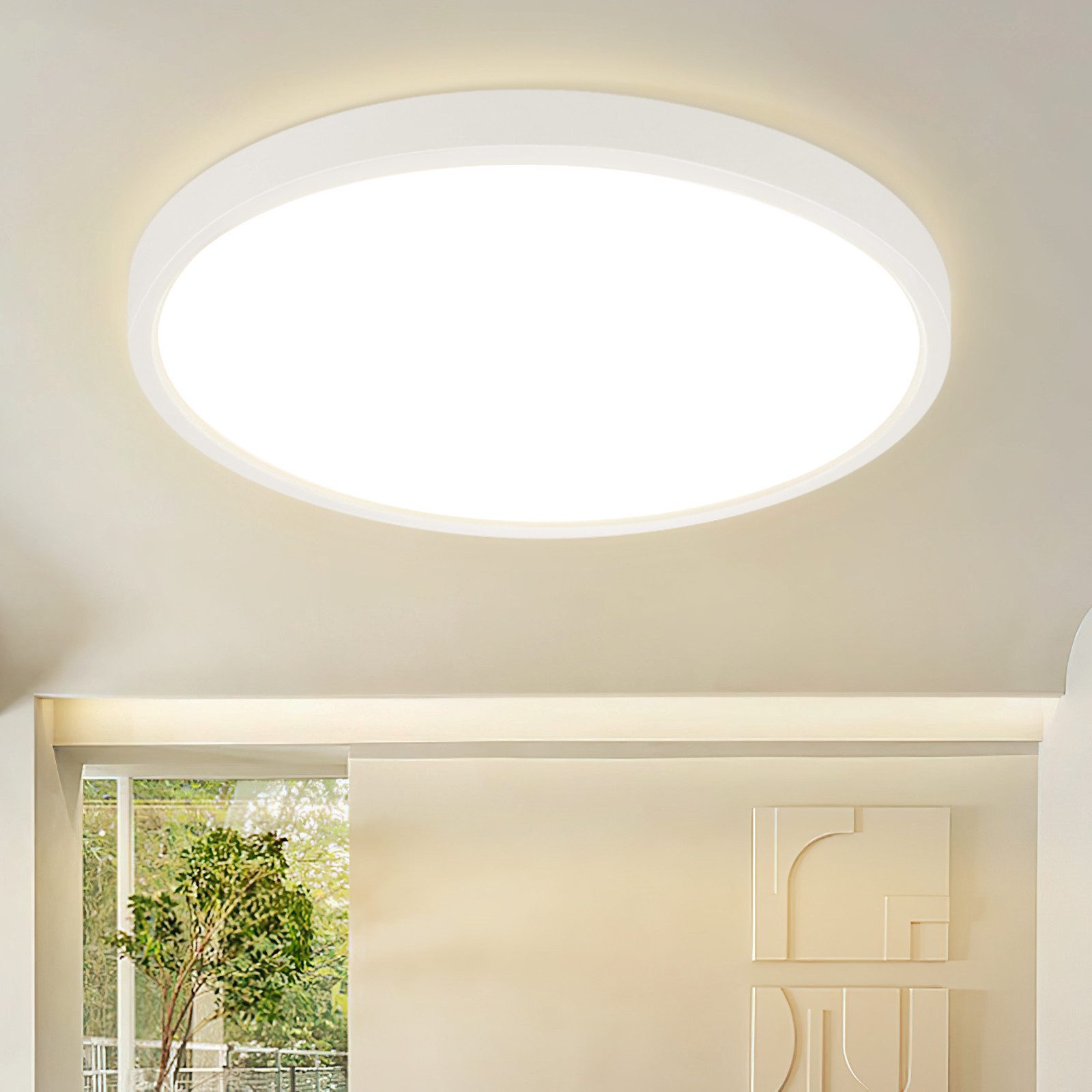 Nettlife LED Panel Deckenlampe Flach Rund Flurlampe Weiß Küchelampe 18/24W, günstig online kaufen