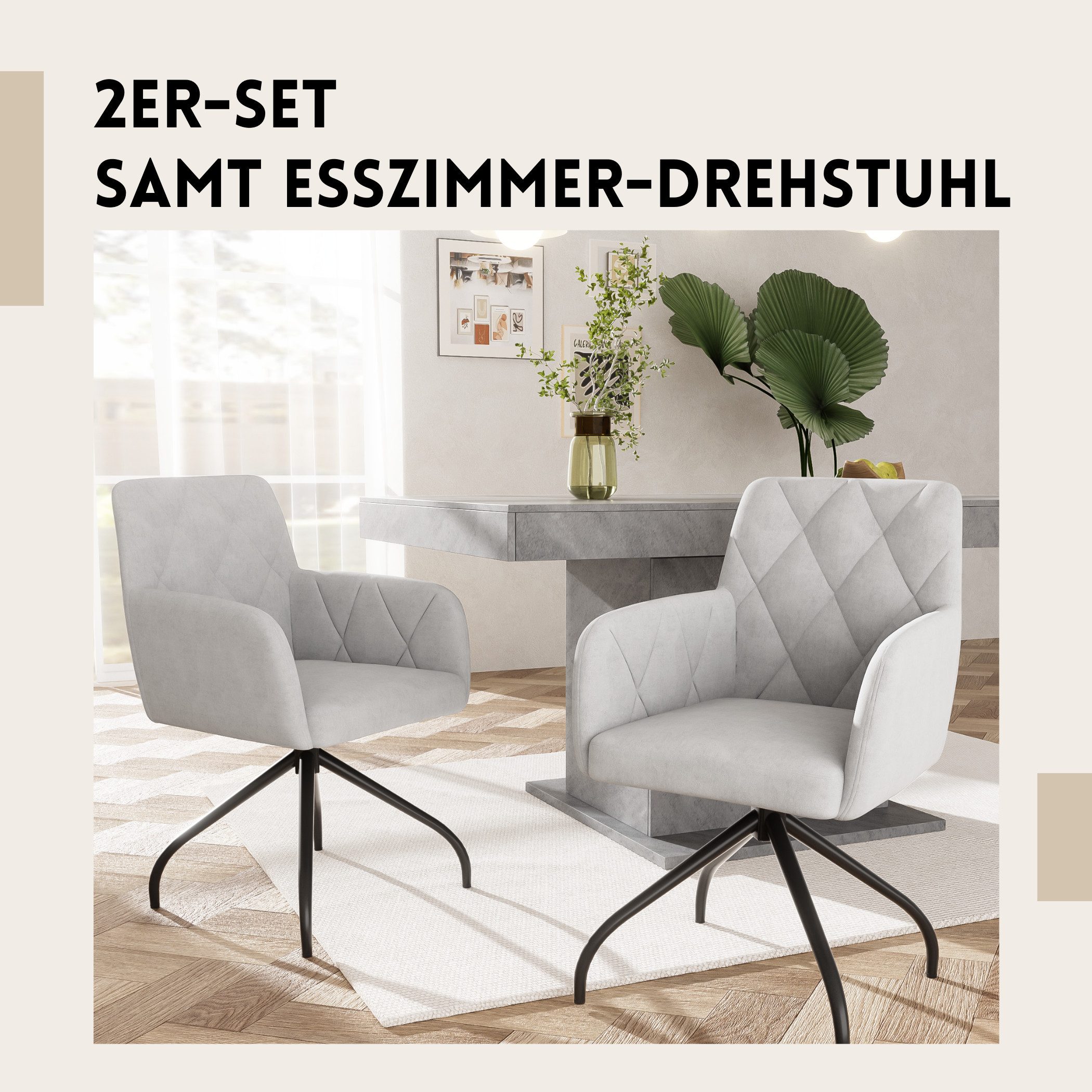 SeedWave Esszimmerstuhl Samt Esszimmer-Drehstuhl mit Armlehne, günstig online kaufen
