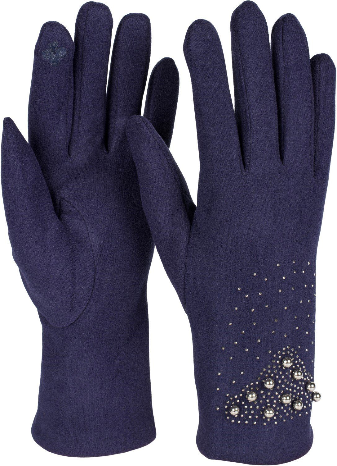 styleBREAKER Fleecehandschuhe Touchscreen Handschuhe mit Strass und Perlen (1-St)