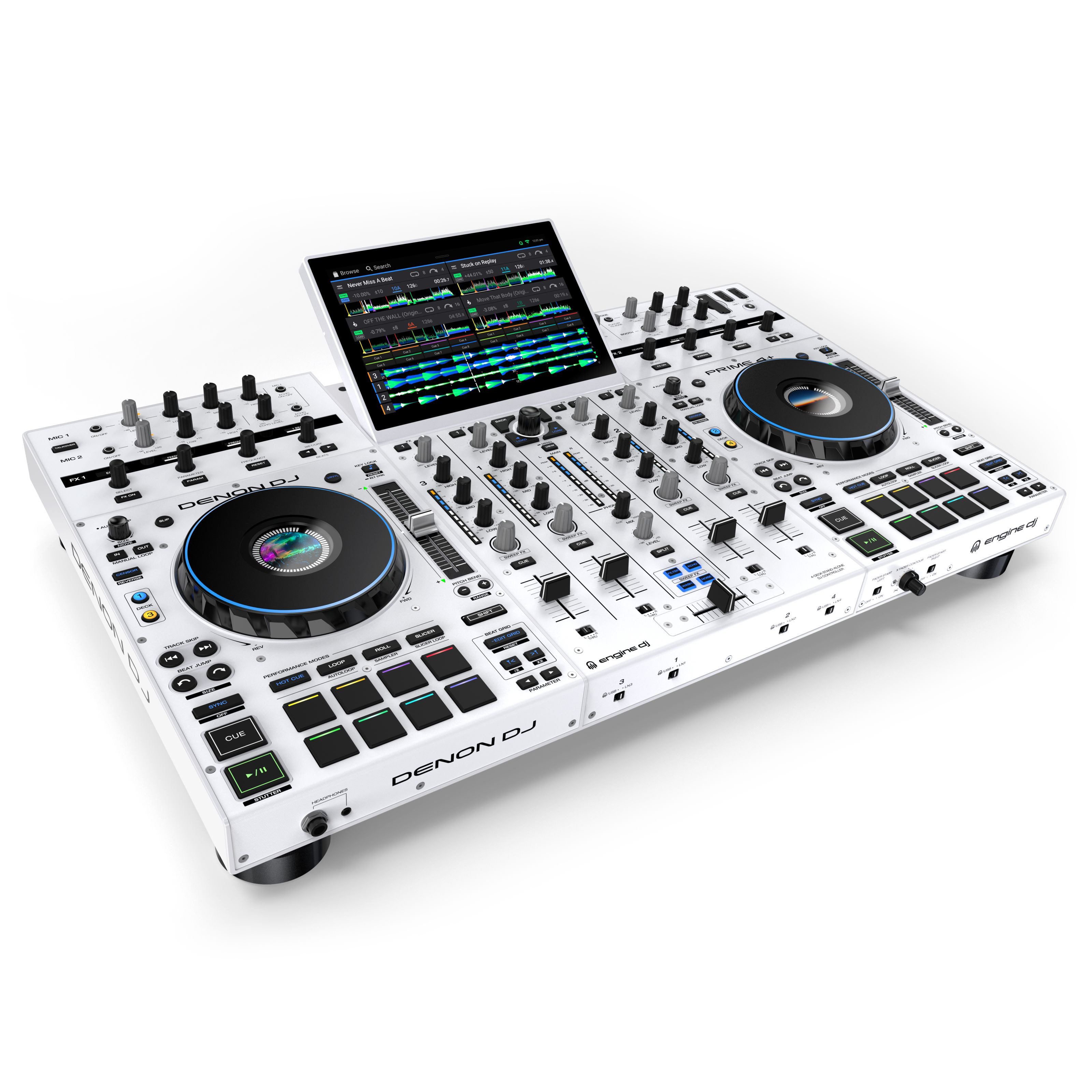 Denon DJ DJ-CD-Player (Prime 4+ Limited White Edition - DJ Mixing Station)