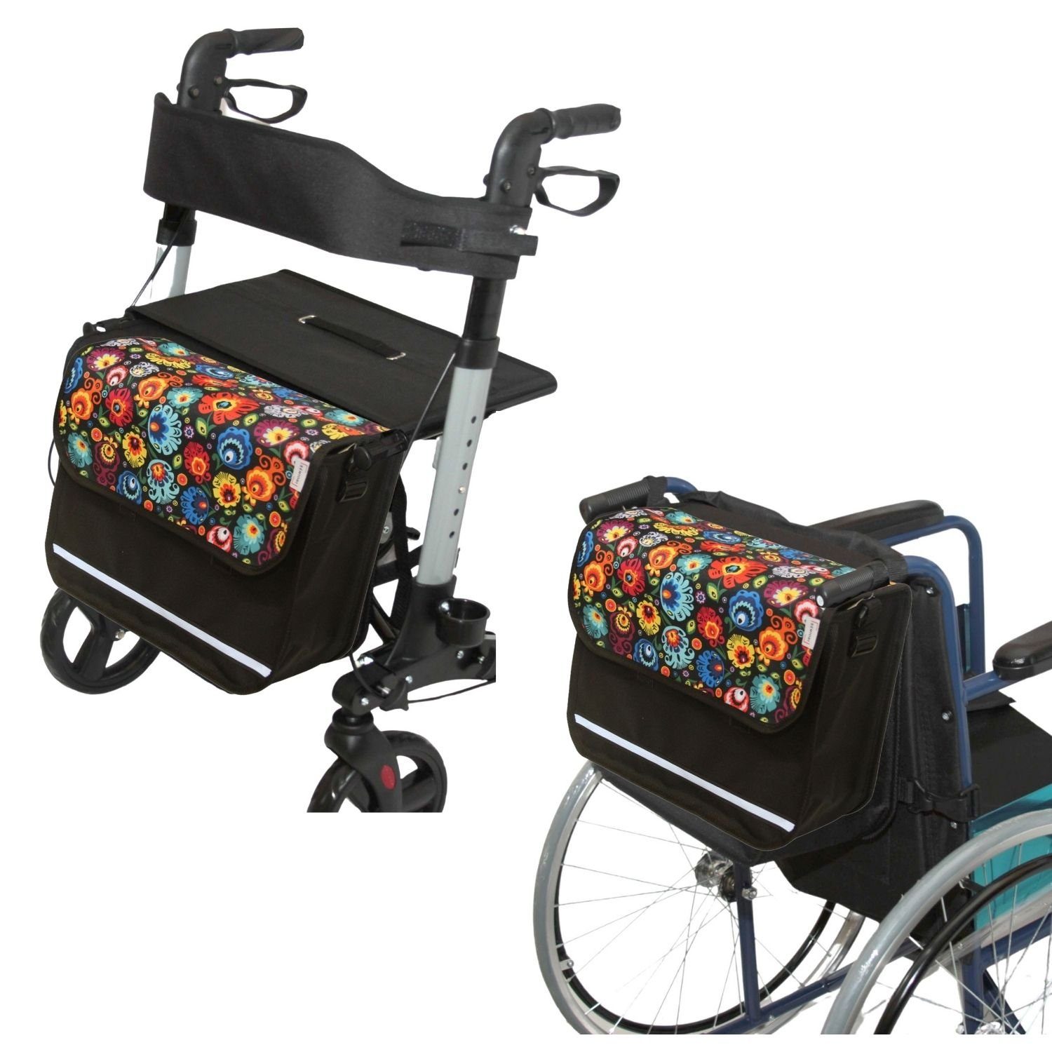 Seniori Aufbewahrungstasche SENIORI Rollator / Rollstuhl Tasche Rollatortasche Rollstuhltasche, 6F. Folklore - Flex