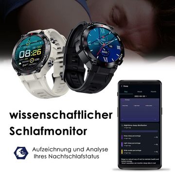 findtime Smartwatch (1,32 Zoll, Android, iOS), mit Herzfrequenzmessung Schlafmonitor Sportmonitor Kalorienverbrauch