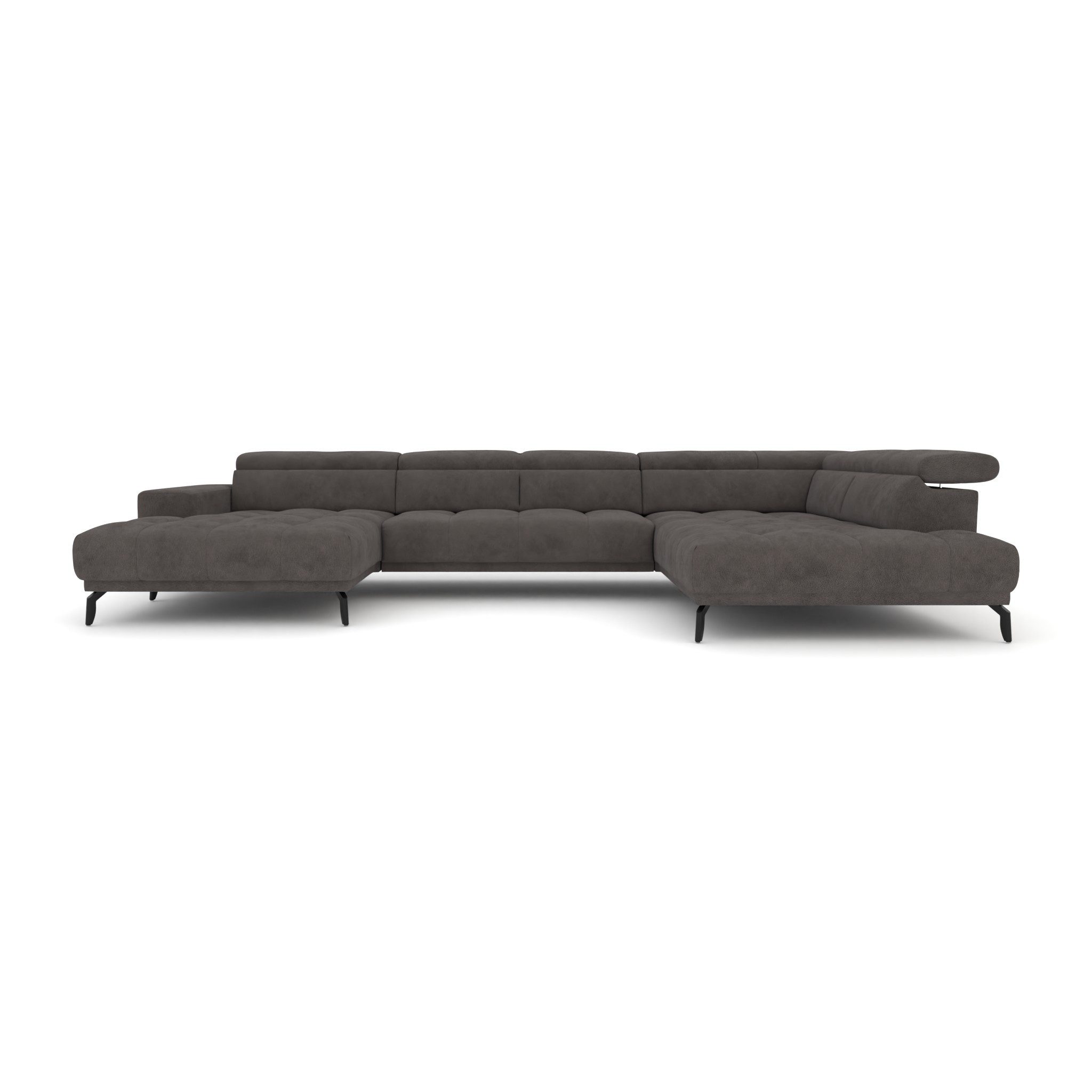 foamnova Wohnlandschaft Uppsala, B: 400cm, T: 226 cm, U-Form, XXL-Sofa, Ottomane und Recamiere vorhanden, verstellbare Kopfstützen