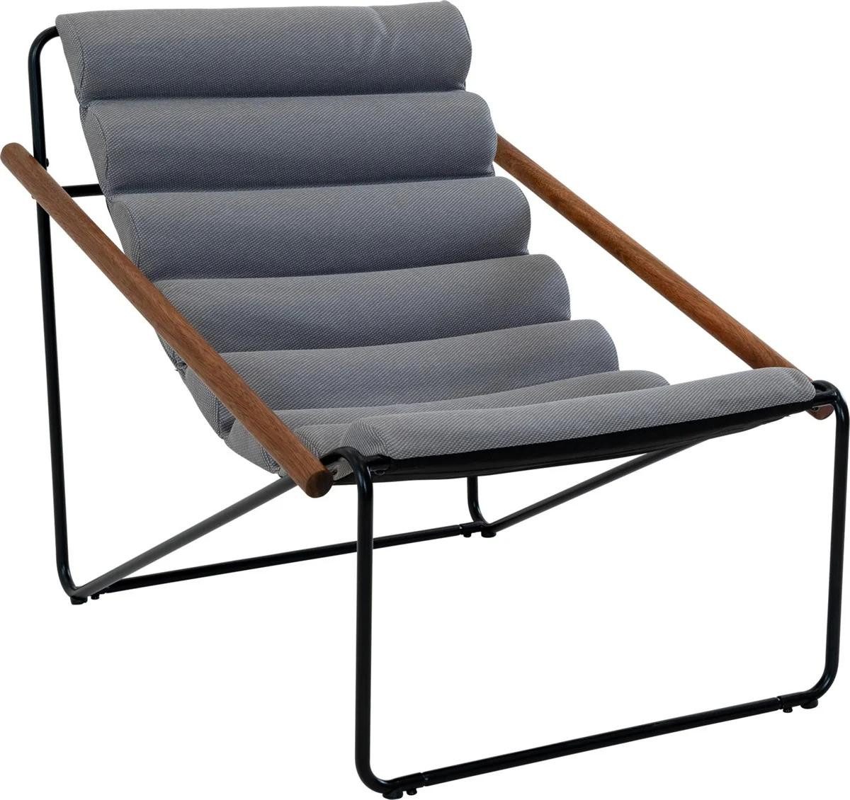 Natur24 Gartenstuhl Miami Relaxsessel Stahl Olefin Schwarz Grau 72 x 87 x 75 cm