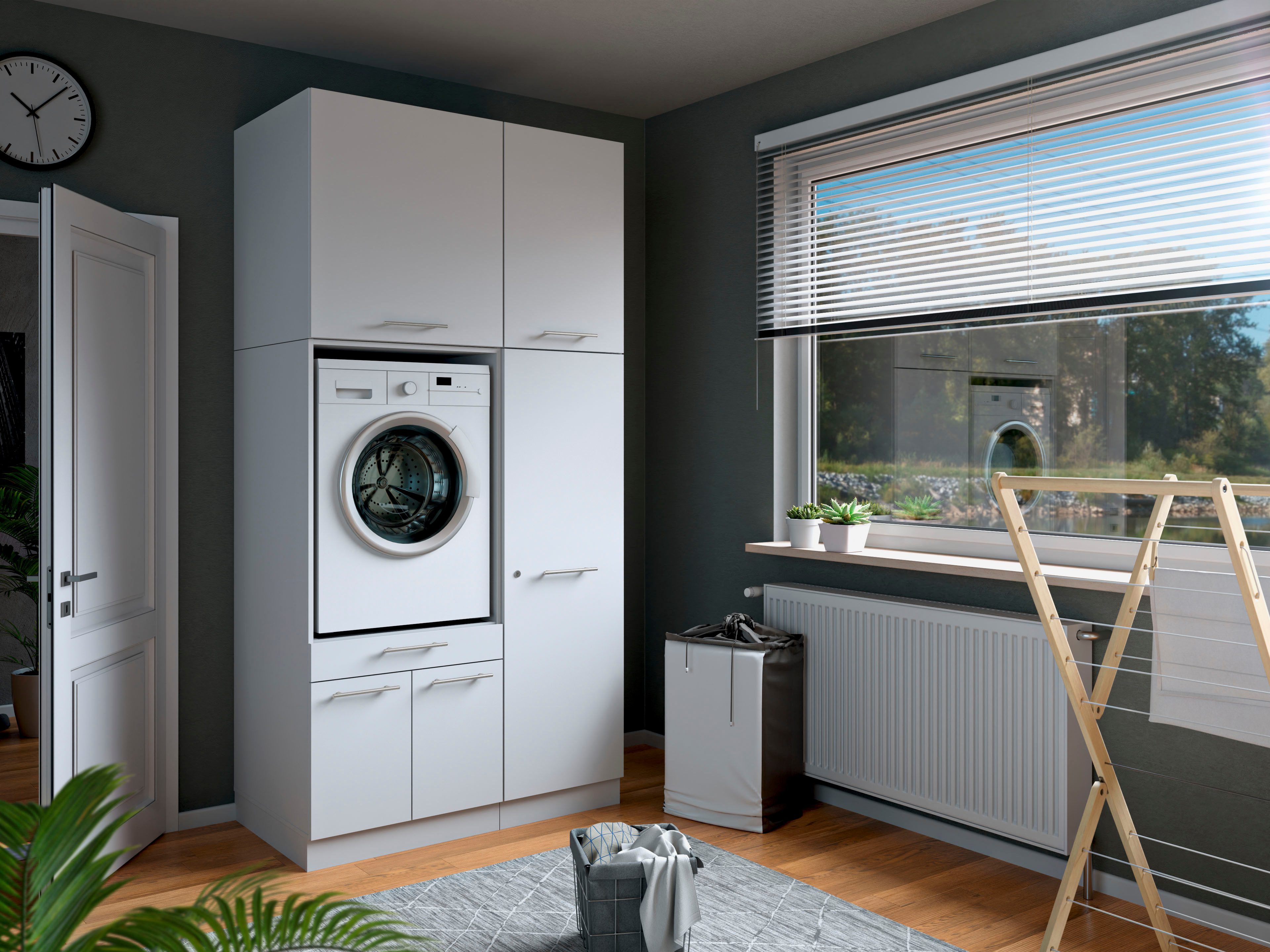 Laundreezy Mehrzweckschrank-Set Laundreezy, 4-tlg. Mehrzweckschrank-Set B/H/T 118/238/68 cm, (4-St), Breite 118 cm, Soft-Close-Funktion für Türen