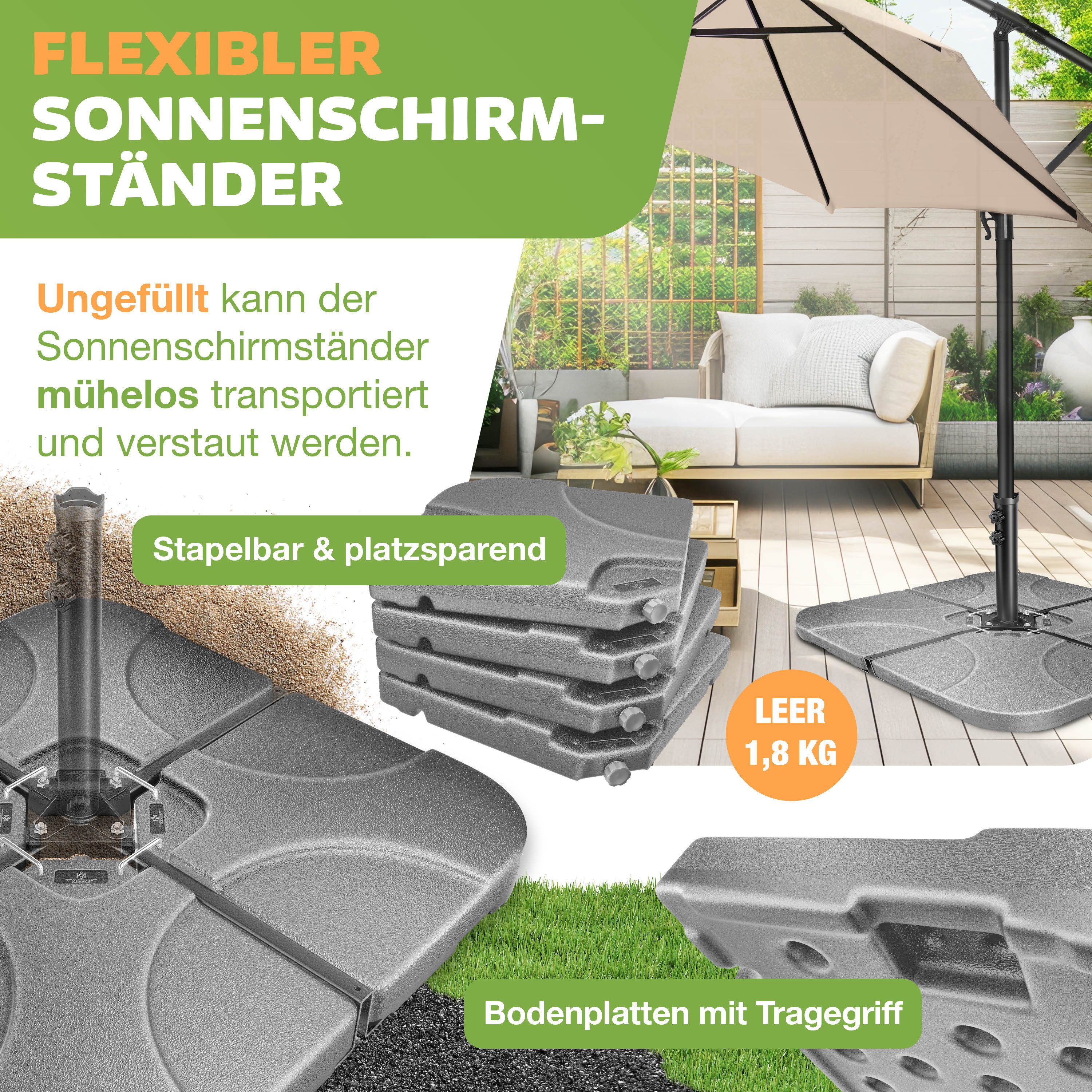 KESSER Kunststoffschirmständer, Sonnenschirmständer 4-teilig Schirmgewicht Schirmständer