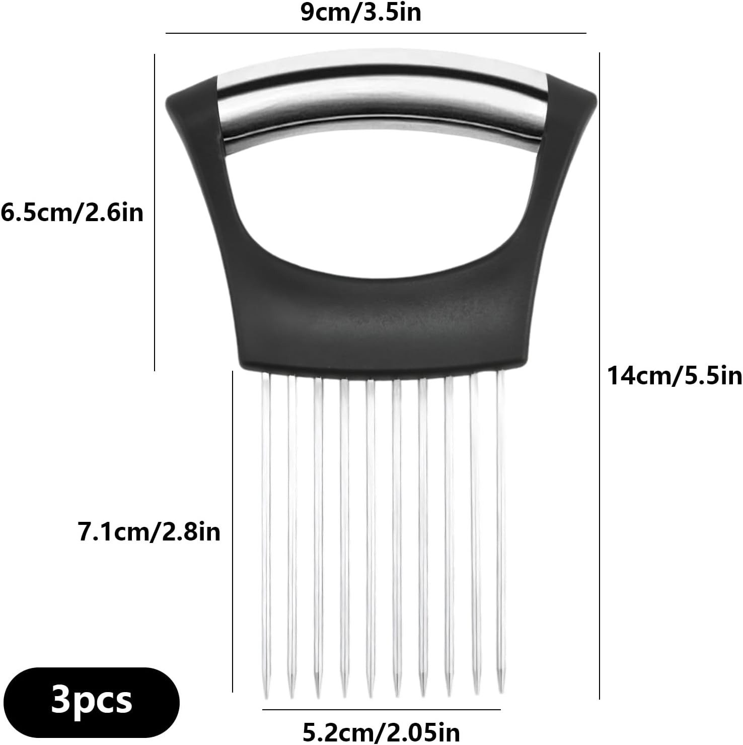 Gemüseschneider 3 Stück Zwiebelschneider Halter. Edelstahl Slicer Gabel