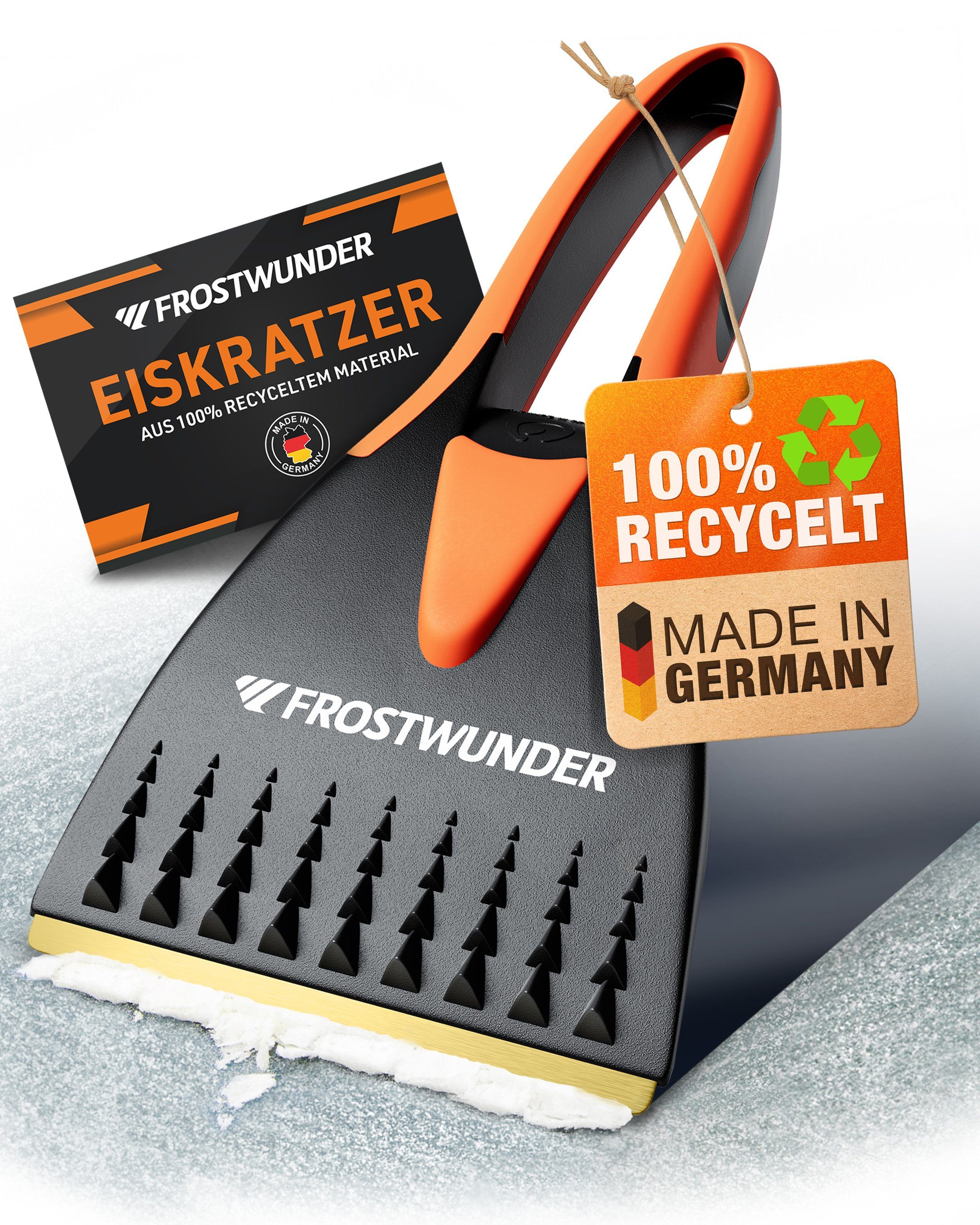 FROSTWUNDER Eiskratzer Eiskratzer Messingklinge [Made in Germany] 100% recycelter Eiskratzer Auto Messingklinge