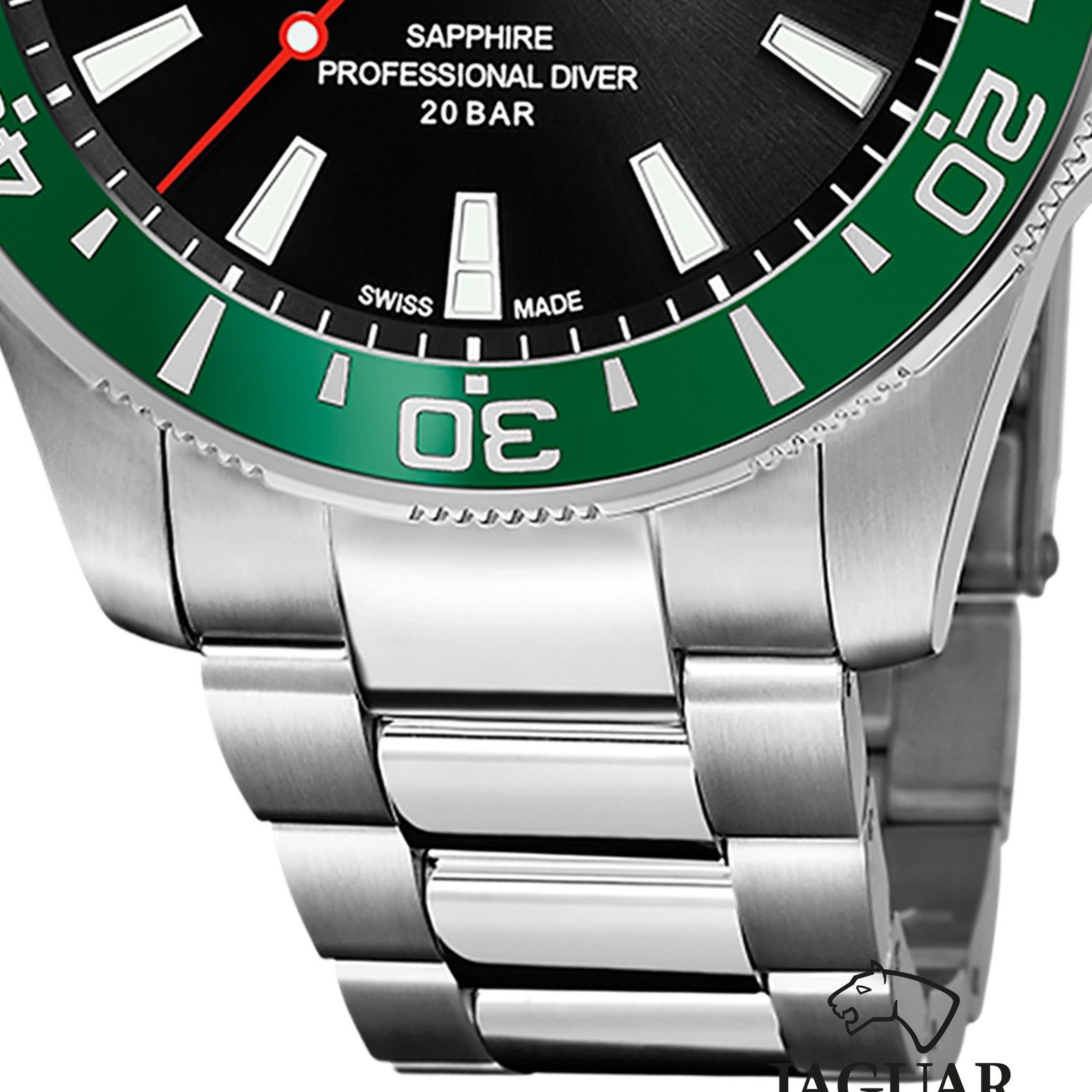 JAGUAR Quarzuhr Jaguar Herrenuhr Edelstahl silber Jaguar, (Analoguhr), Herren Armbanduhr rund, Edelstahlarmband silber