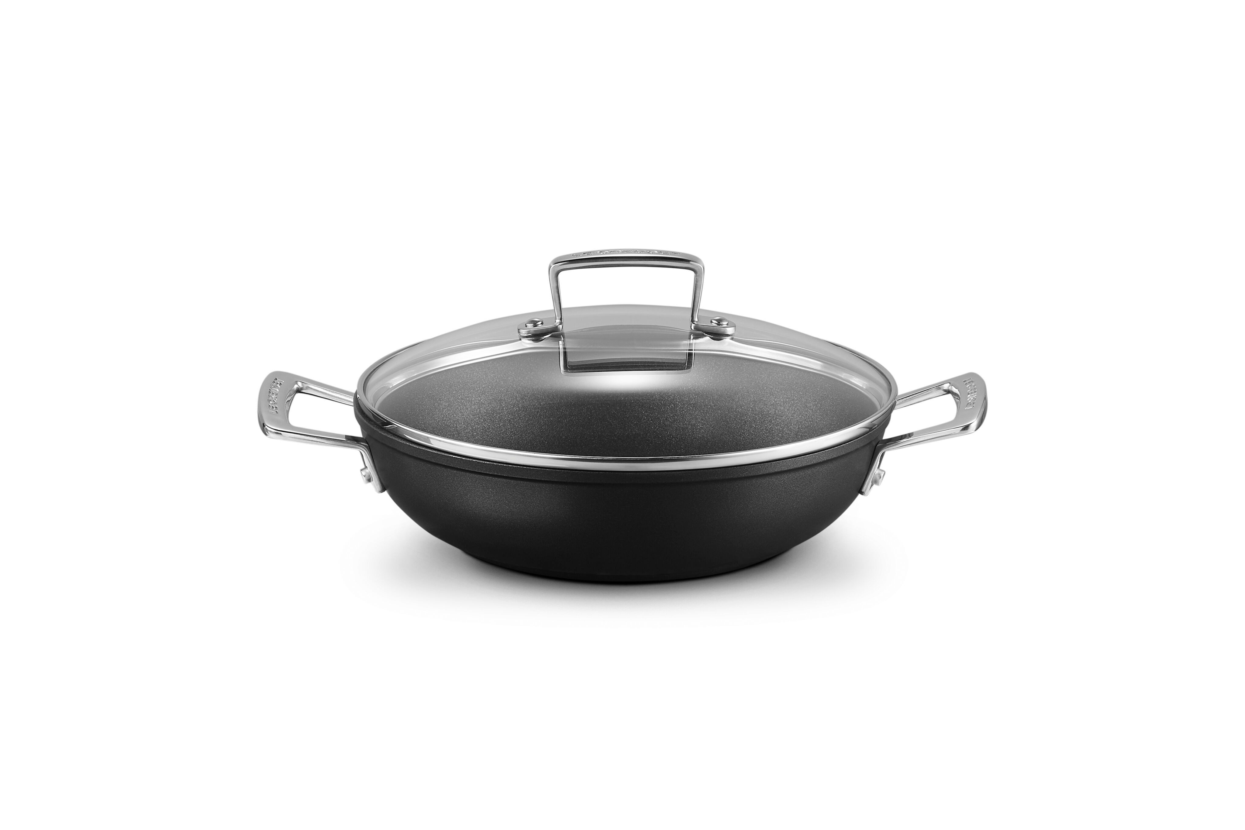 LE CREUSET Bratpfanne Aluminium-Antihaft Profipfanne mit Deckel, Aluminium, Ø 24 cm, Anthrazit/Silber, 51107240010502