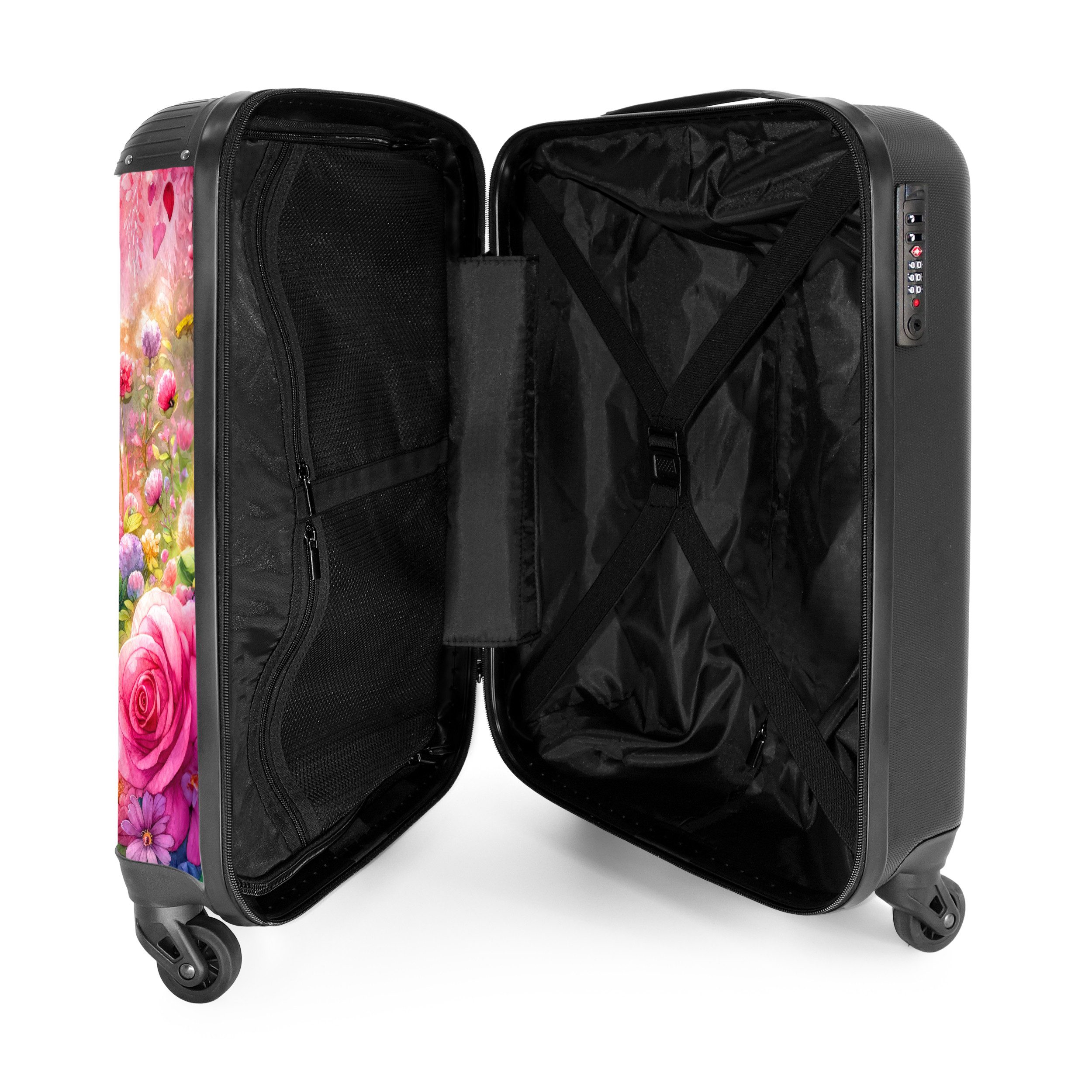 NoBoringSuitcases.com© Kinderkoffer Kätzchen mit Regenbogen und Blumen 55x35x20cm, Handgepäck-Koffer, Kinderkoffer, Reisekoffer Mädchen – Bild 4 von 5