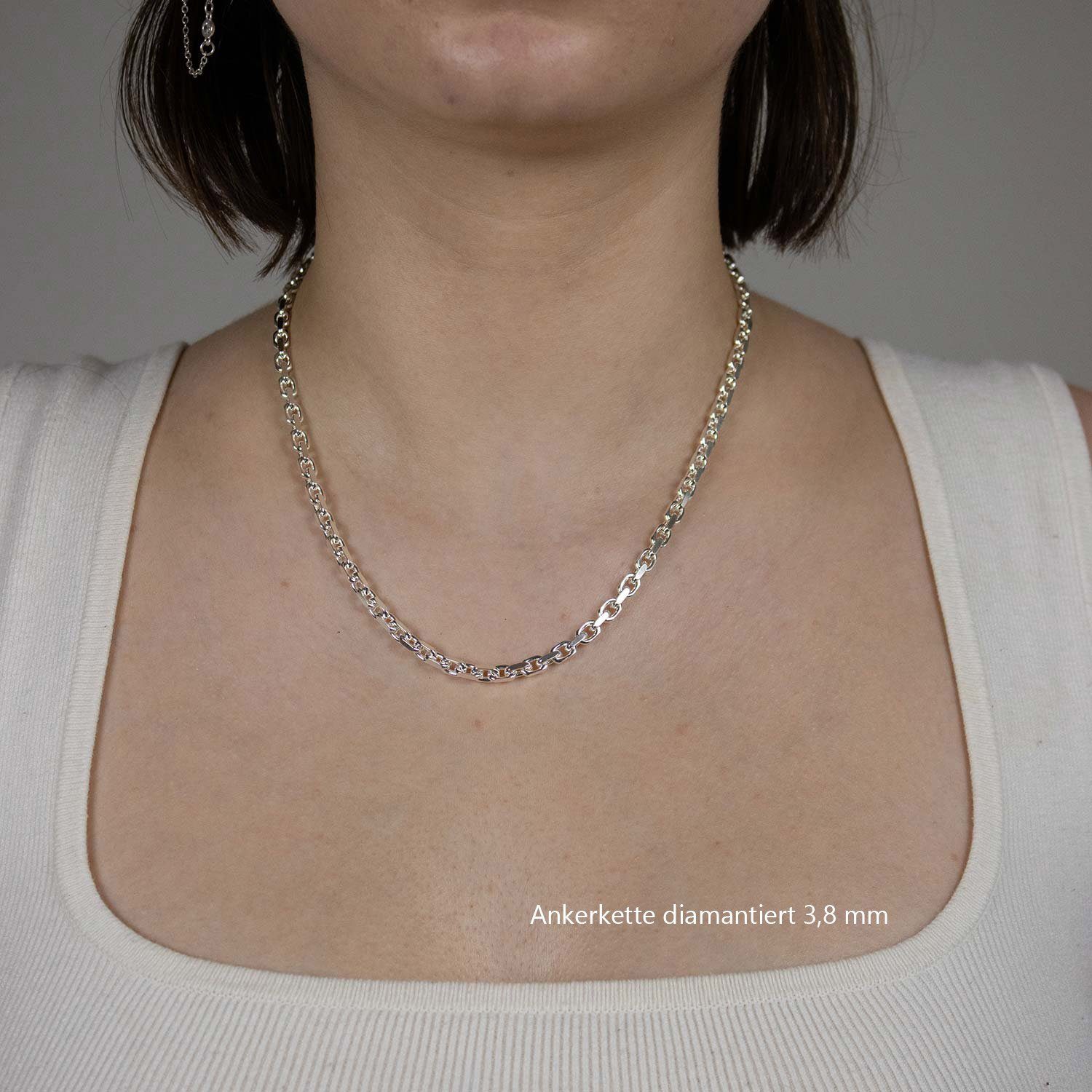 HOPLO Silberkette Ankerkette diamantiert Länge 45cm - Breite 4,0mm - 925 Si günstig online kaufen