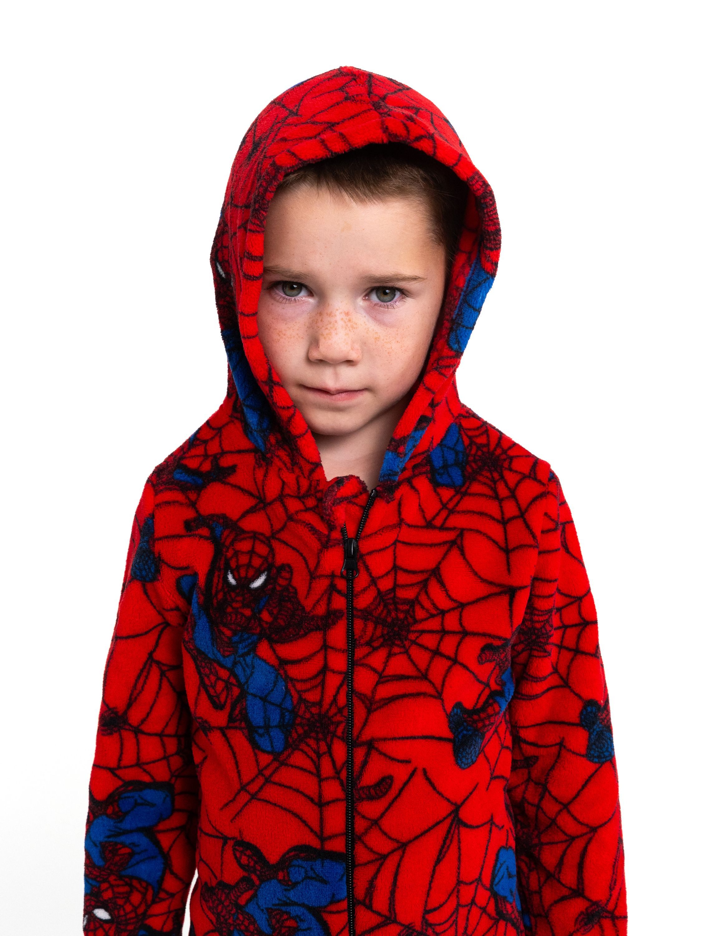 United Labels® Jumpsuit Marvel Spiderman Jumpsuit mit Kapuze Overall Pyjama Schlafanzug