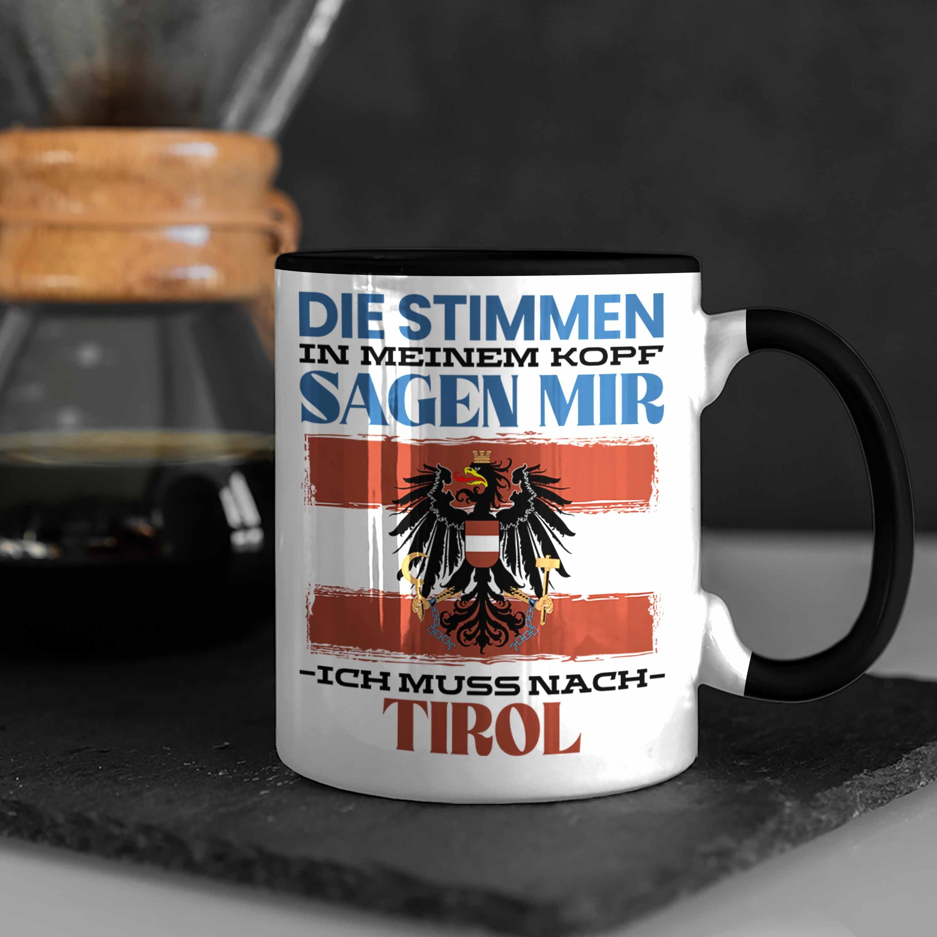 Urlaub Geschenkidee Tirol Tasse Trendation Geschenk Tasse Spruch Schwarz Österreich Heimat