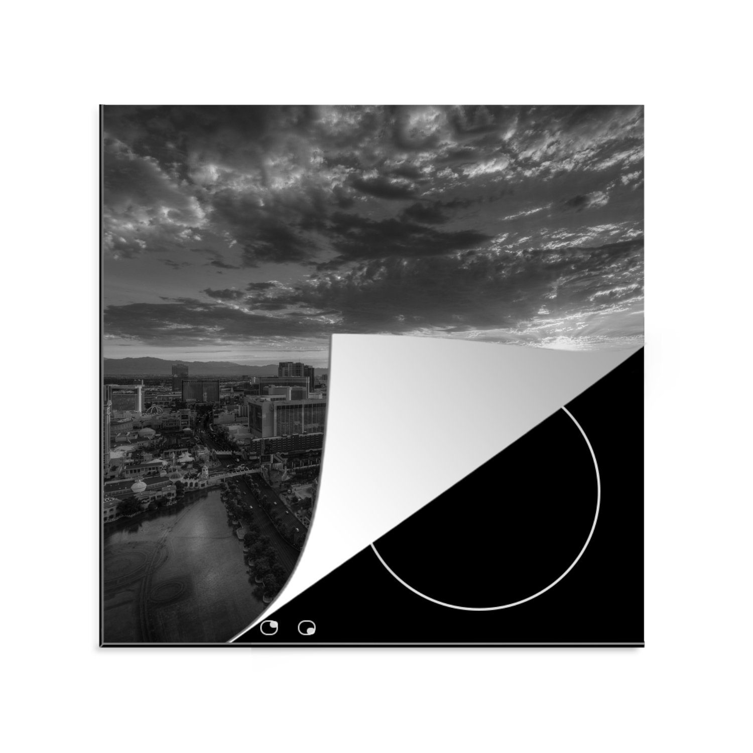 MuchoWow Herdblende-/Abdeckplatte Las Vegas bei Sonnenaufgang, Vinyl, (1 tlg), 78x78 cm, Ceranfeldabdeckung, Arbeitsplatte für küche