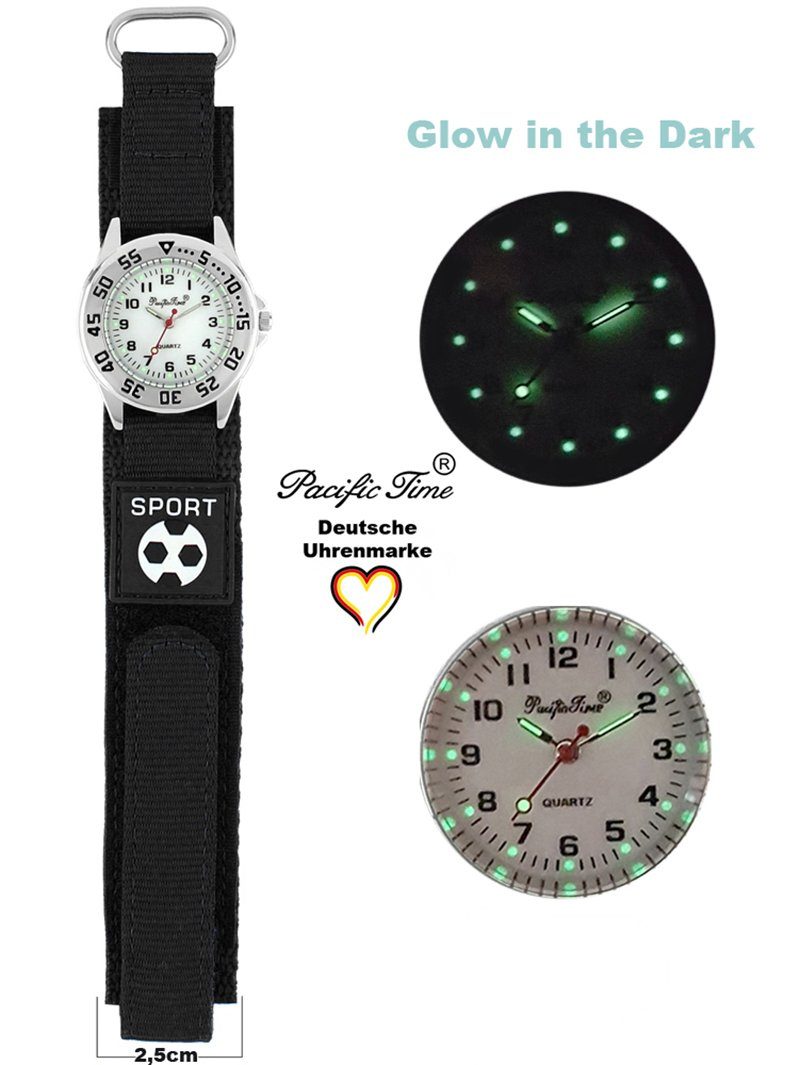 Pacific Time Quarzuhr Kinder Armbanduhr Fußball Stoffarmband Klettverschluß, Gratis Versand