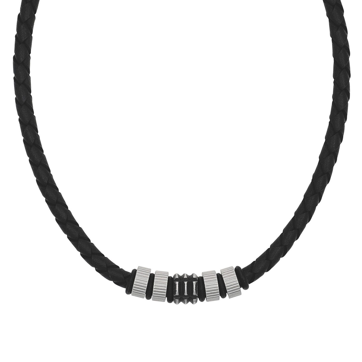 Kette mit Anhänger Schmuck Geschenk Edelstahl Leder Kautschuk