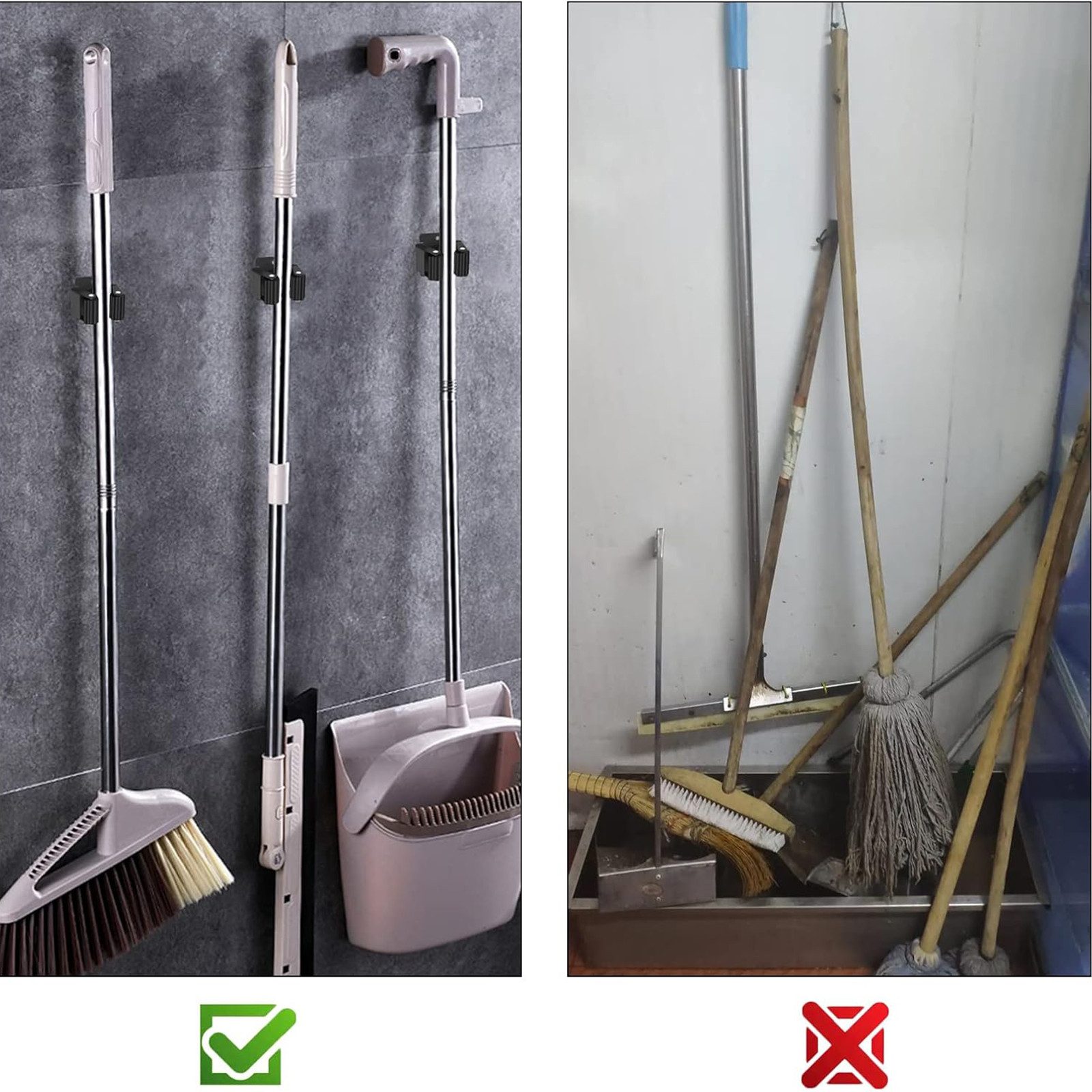 SURFOU Gartengerätehalter Gerätehalter, Gartengerätehalter Wand Edelstahl Klemmhalter, (12-tlg., Edelstahl Wandhalterung für Wischmopp, Besen, Schaufel)