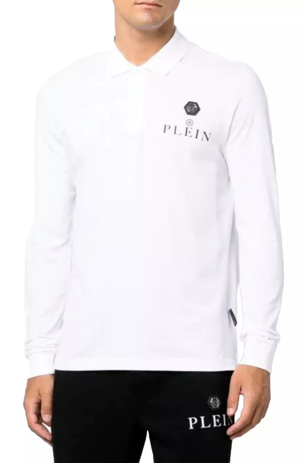 PHILIPP PLEIN Langarm-Poloshirt ikonische PP-Hexagon-Patch günstig online kaufen