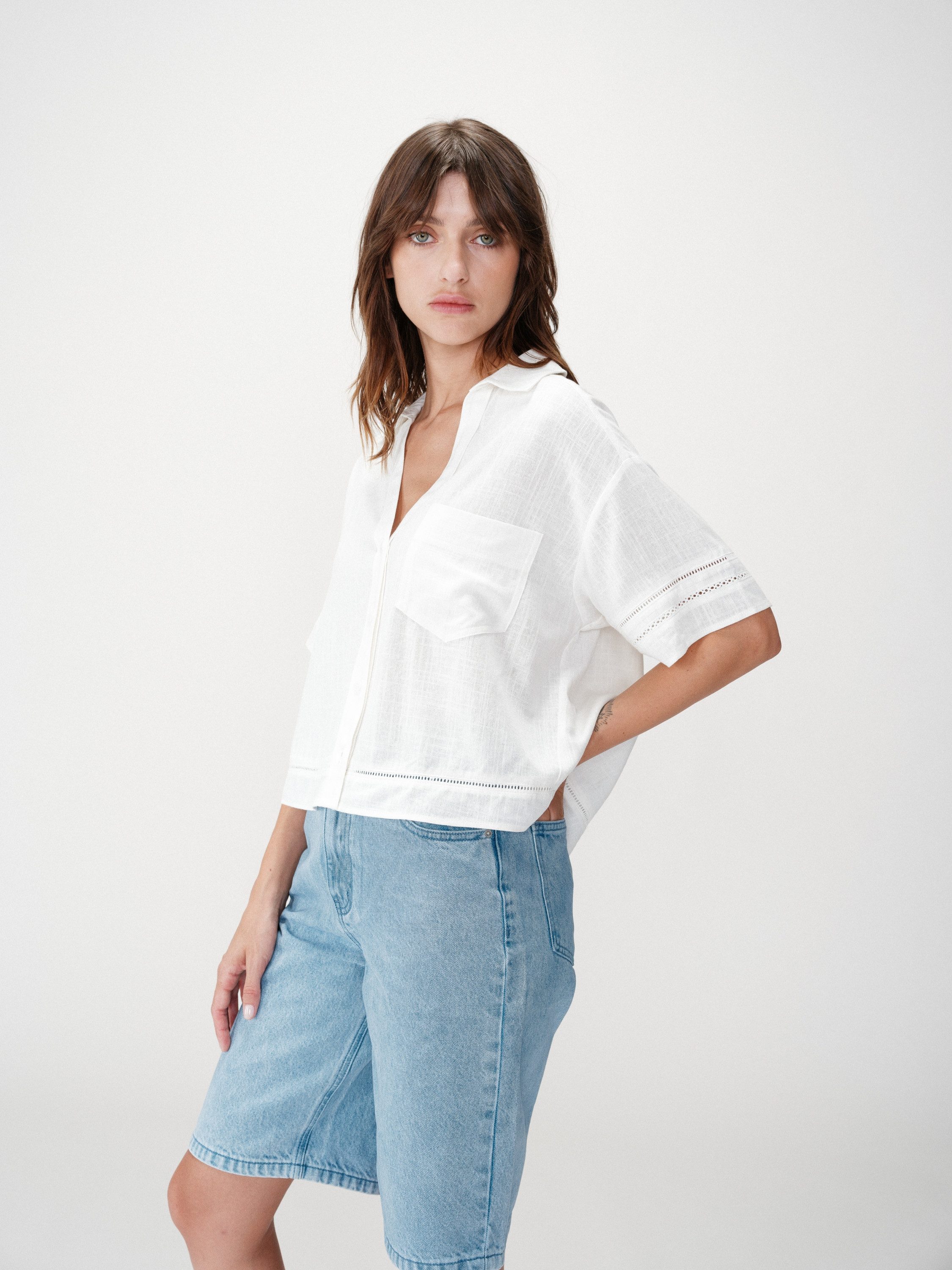 Grace & Mila Hemdbluse WINKA - Bluse - Hemdbluse - Kurzarmbluse - Bluse Damen
