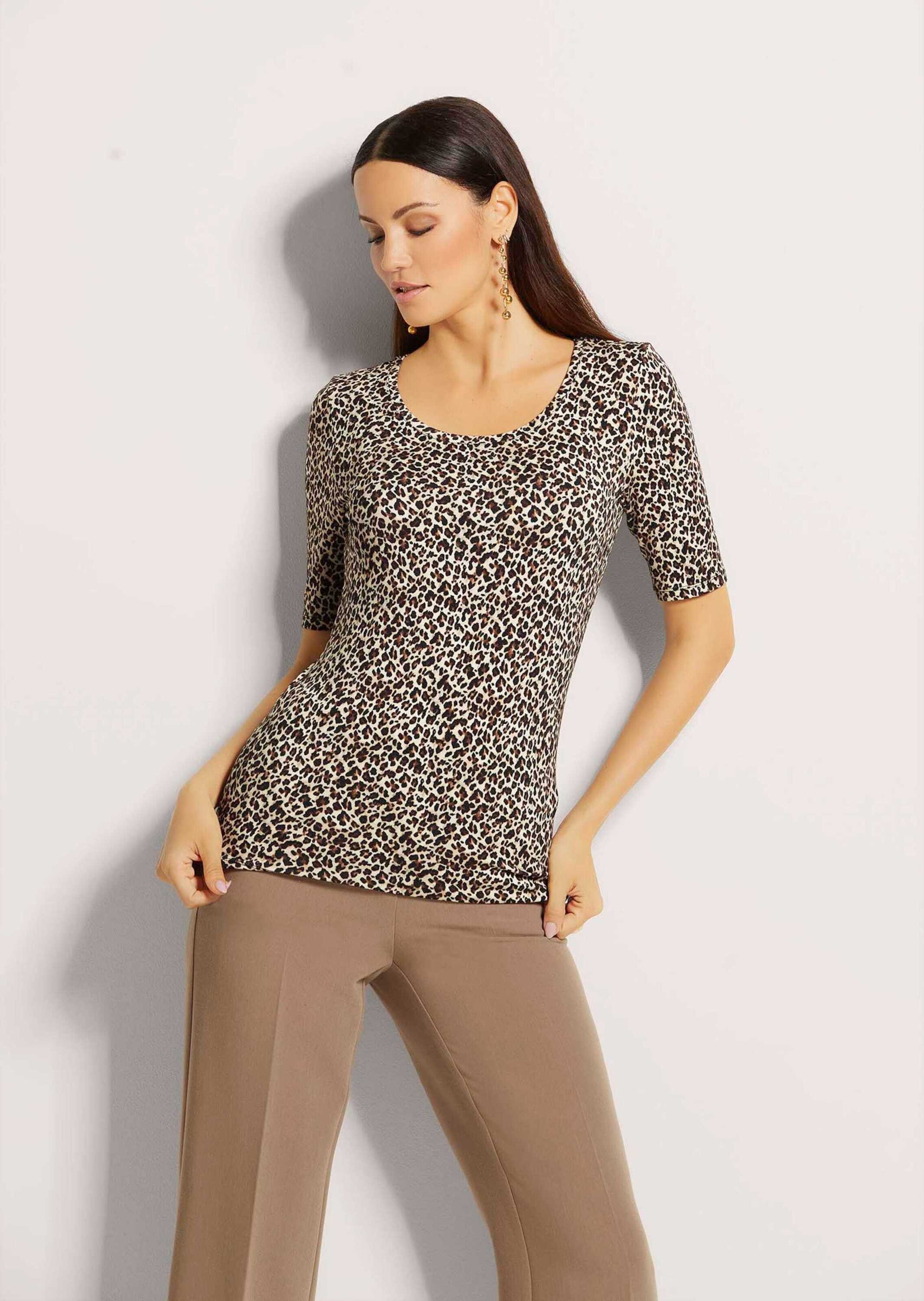 Kurzarmshirt Halbarmshirt mit Animal-Print