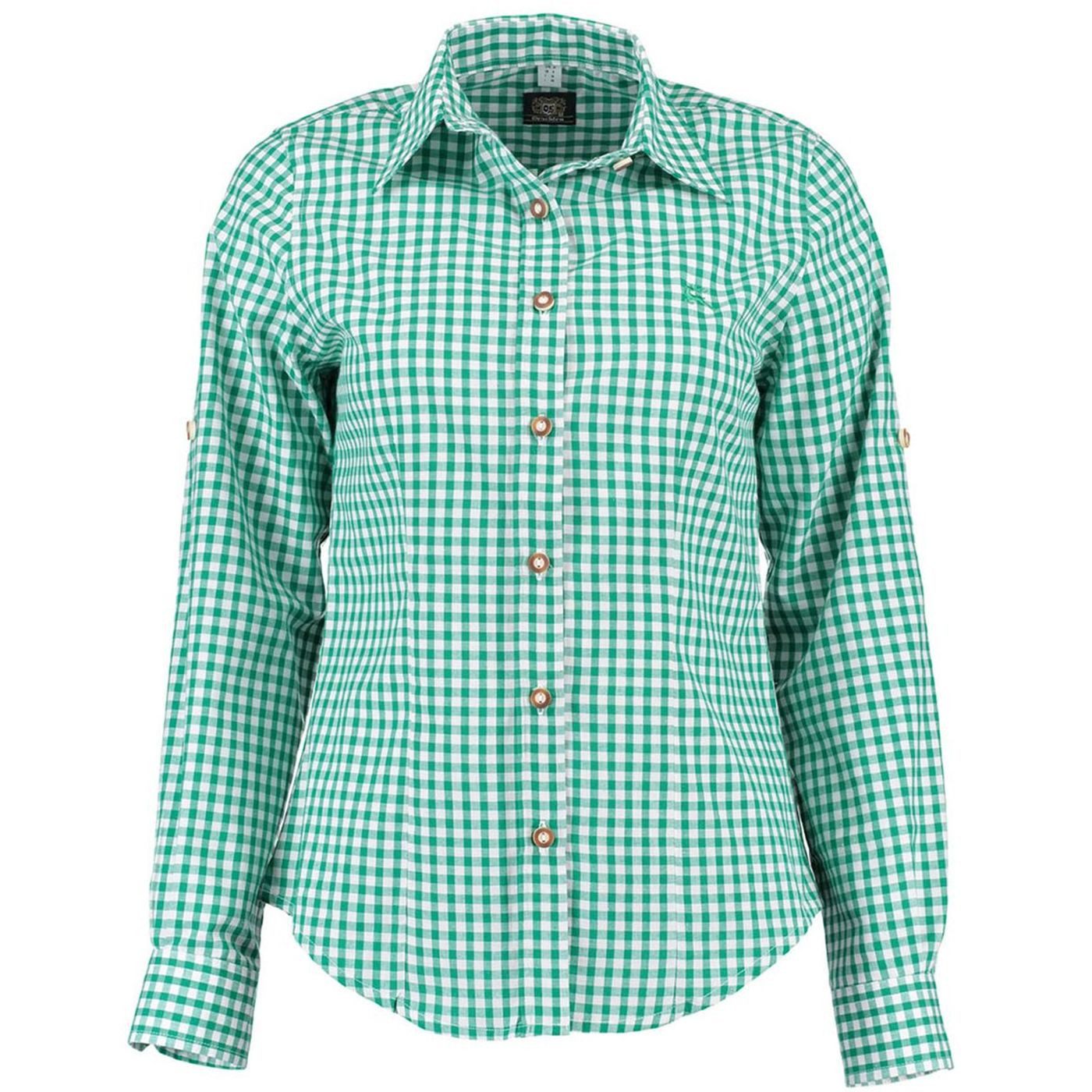 Trachtenbluse Damen Rot-Weiß Karo - Modernes Dirndl Oberteil Für Oktoberfest