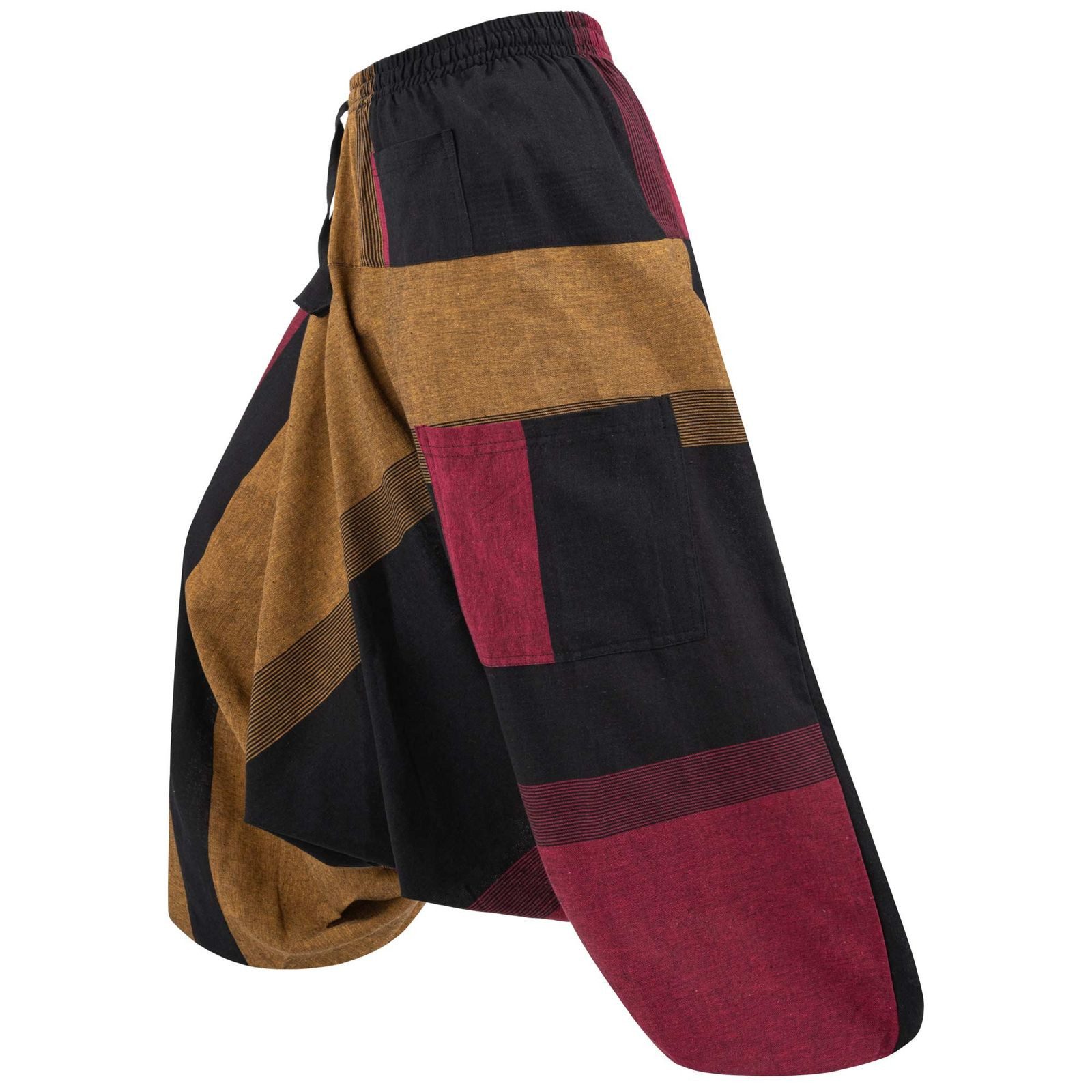KUNST UND MAGIE Haremshose Damen Harem Hose Bunt Aladin Haremshose Pluderhose Pumphose Goa Hippie