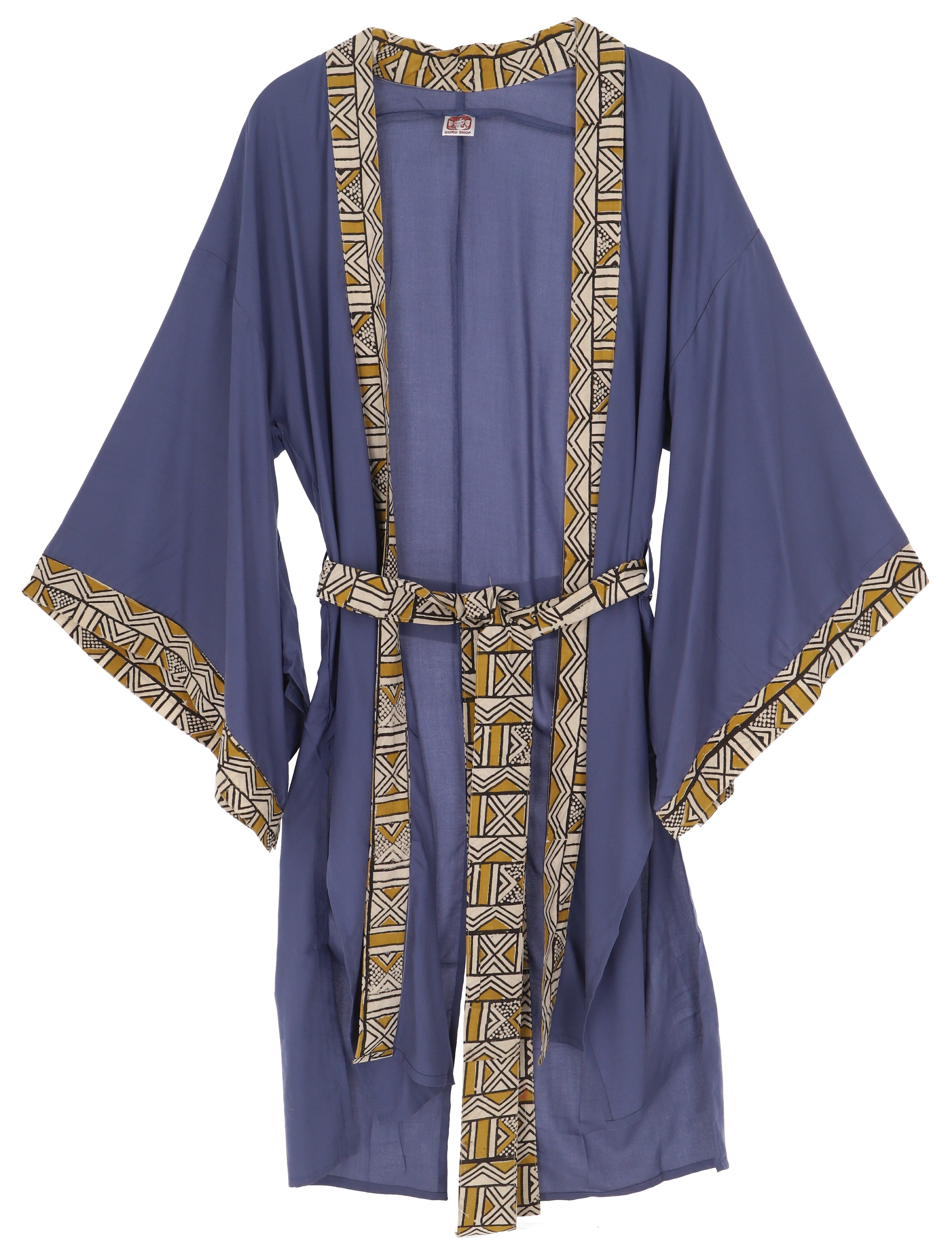 Guru-Shop Kimono Leichter Kimono mit Bordüre, Boho Kaftan mit.., alternative Bekleidung