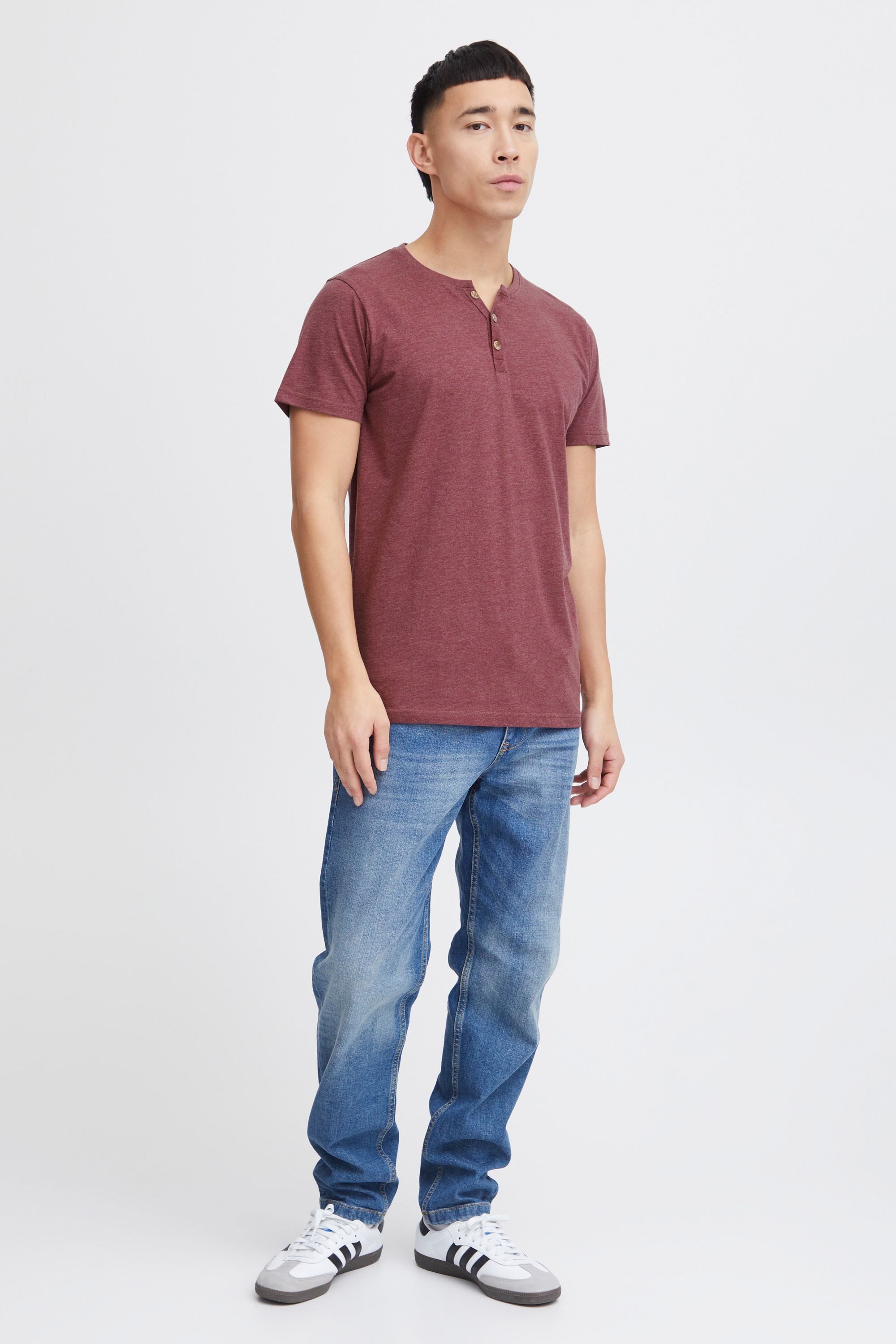 !Solid Rundhalsshirt SDVolker Kurzarmshirt mit Knopfleiste günstig online kaufen