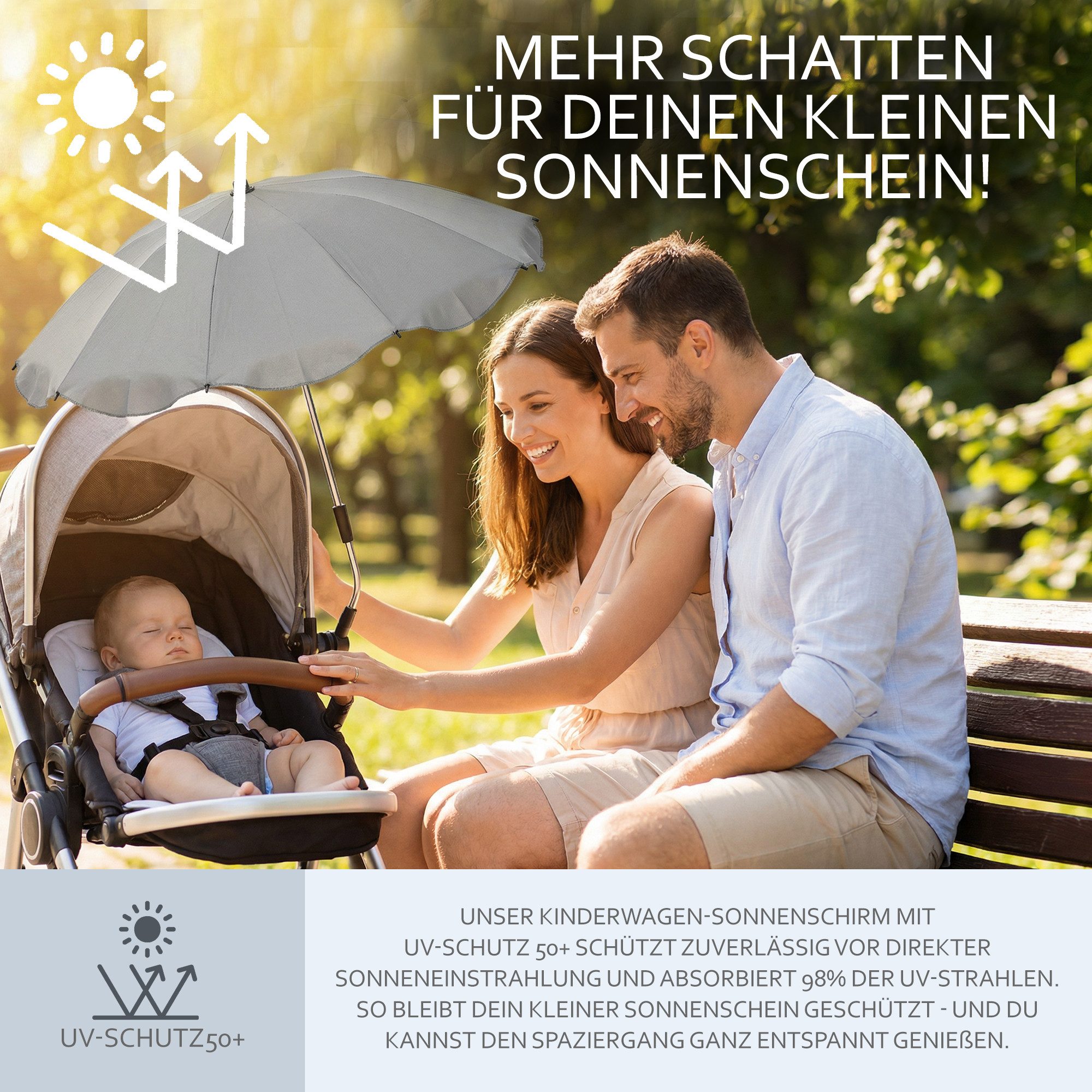 BambiniWelt by Rafael K. Kinderwagen-Sonnenschutzhülle Sonnenschirm Sonnenschutz für Kinderwagen Buggy Jogger universal UV50+, UV 50+ Schutz