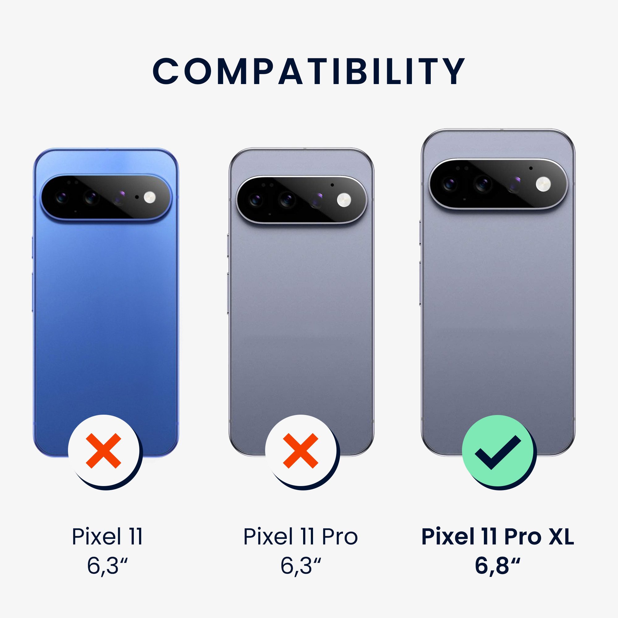 kwmobile Smartphone-Hülle Hülle für Google Pixel 11 Pro XL Case, Handyhülle mit 2x Glas Schutz Folie - Cover Handyhülle – Bild 2 von 5