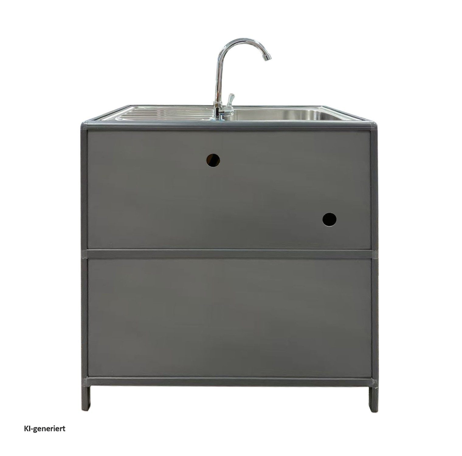 HTI-Living Küchenspüle Spüle mit Abtropfläche und Unterschrank, 83/43 cm, (1 Stück, 1 St., 1 Outdoorspüle), für Garten und Camping mit Edelstahl-Armatur – Bild 4 von 4