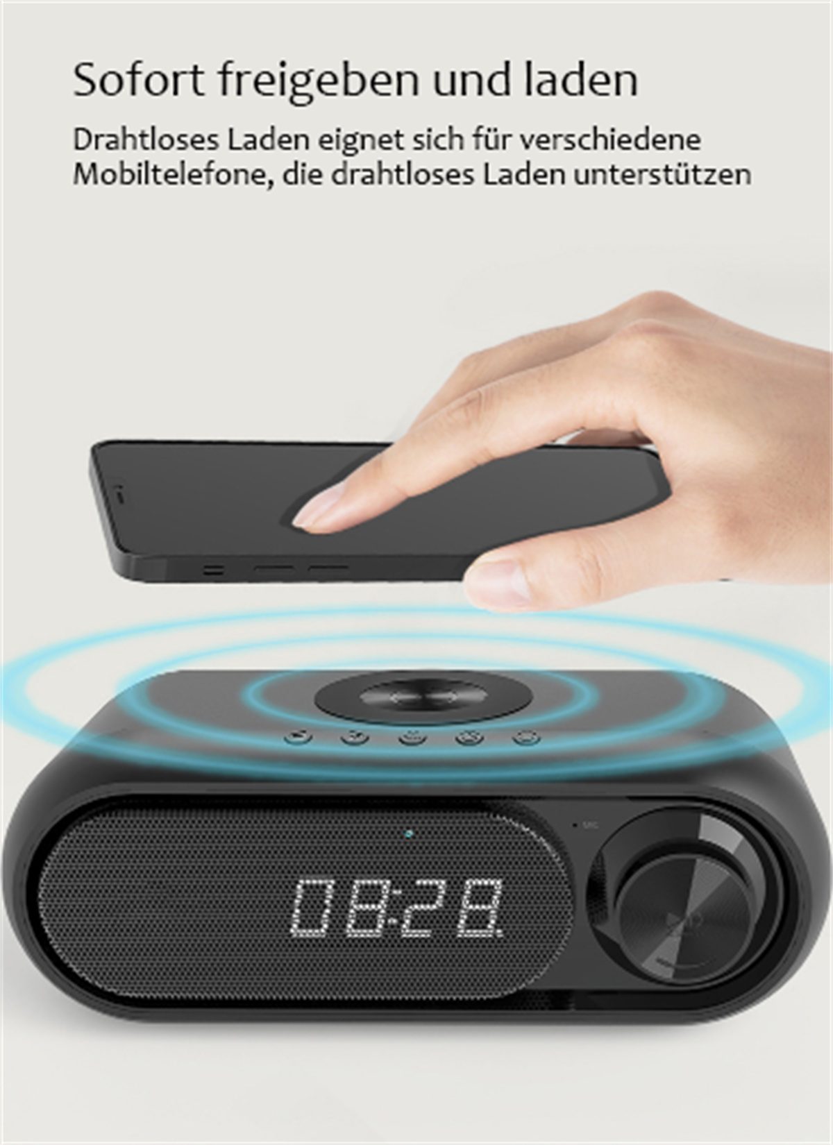 kabelloser und selected Lade-Bluetooth-Lautsprecher 10W carefully 3-in-1 Retro Wecker Wecker