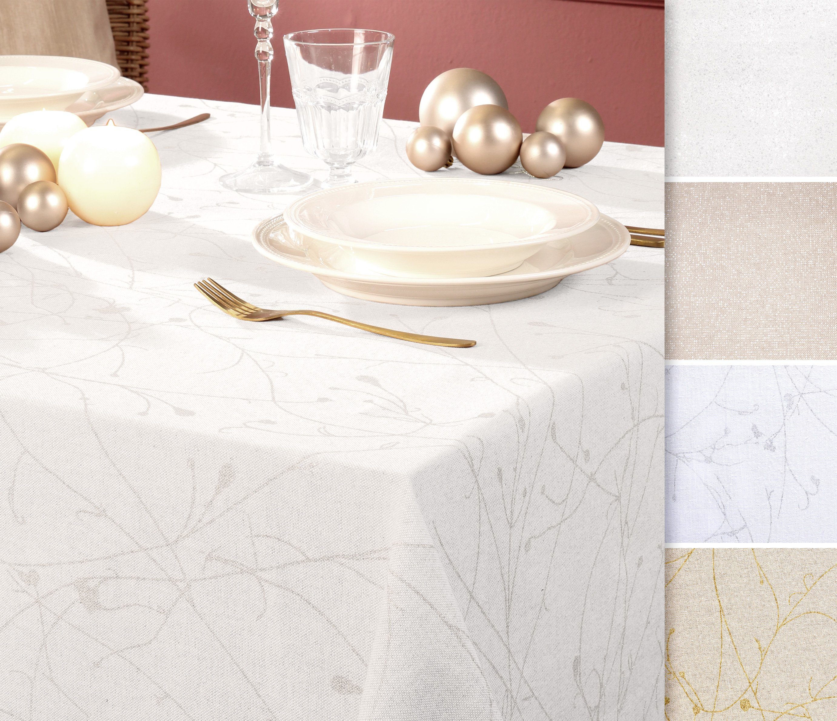 Beautex Tischdecke Baumwolle Tischdecke mit Fleckenschutz, mit Glanz-Lurex günstig online kaufen