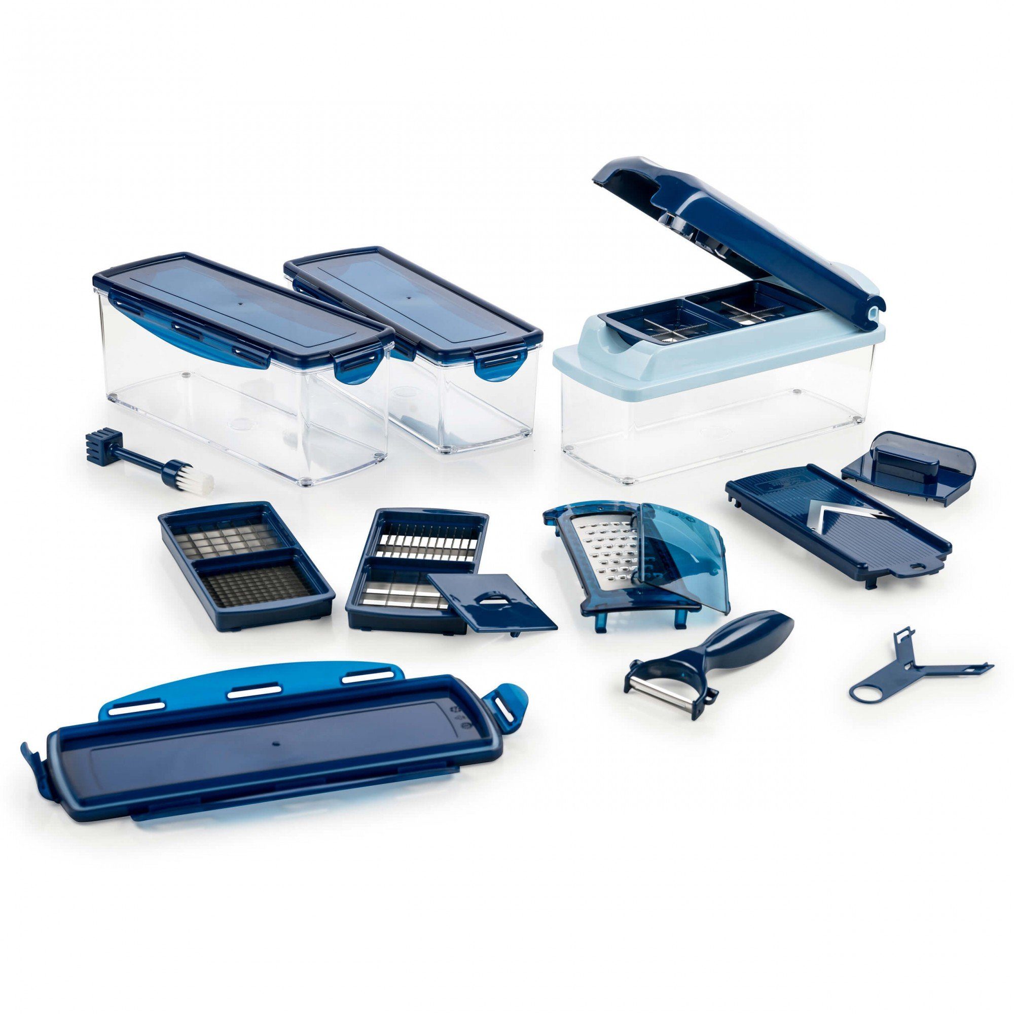 Genius Gemüseschneider Genius Nicer Dicer Plus 18 Teile Obstschneider Zwiebelschneider, 18tlg. Obstschneider Zwiebelschneider Pommesschneider