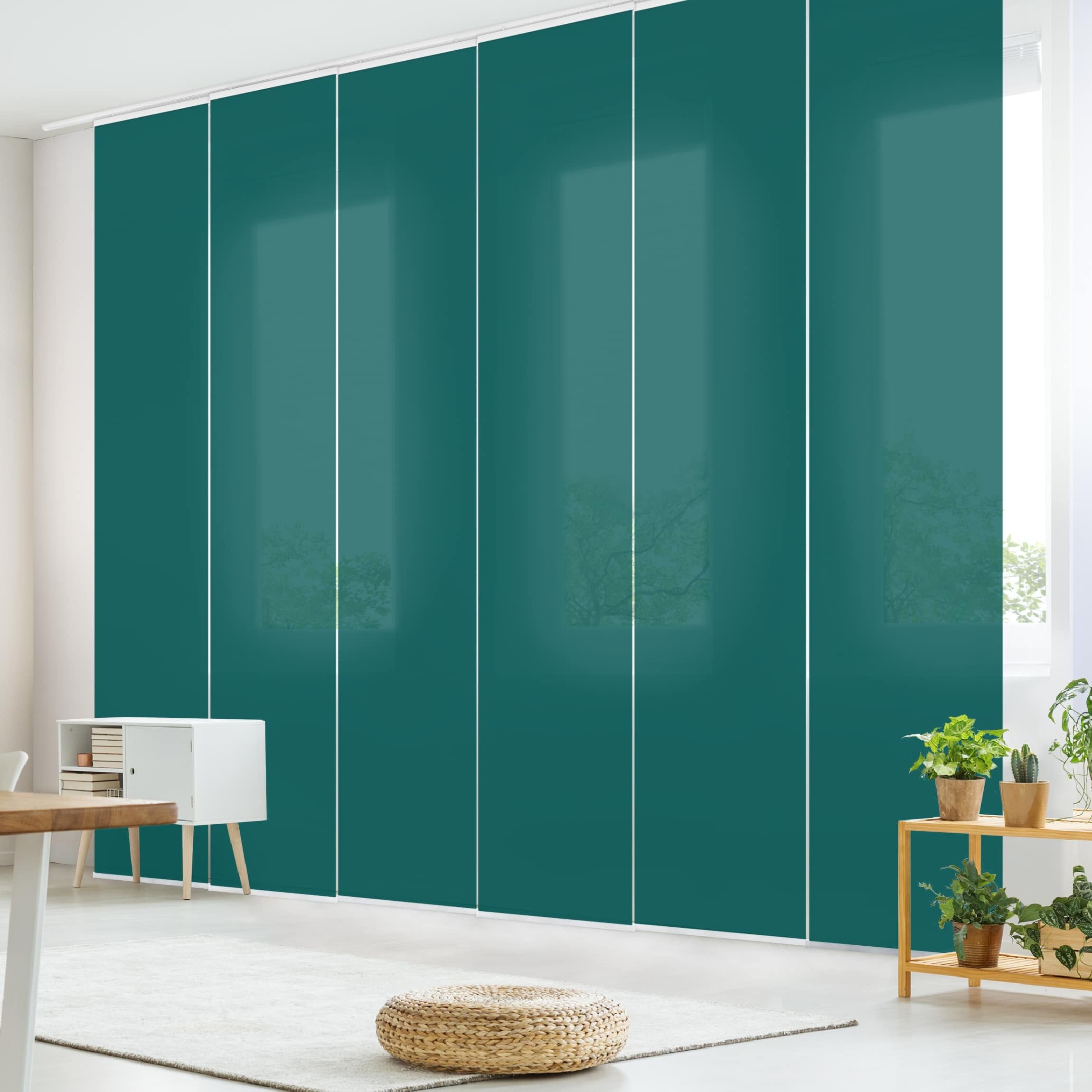 Bilderdepot24 Schiebegardine modern Flächenvorhang blickdicht Piniengrün, günstig online kaufen