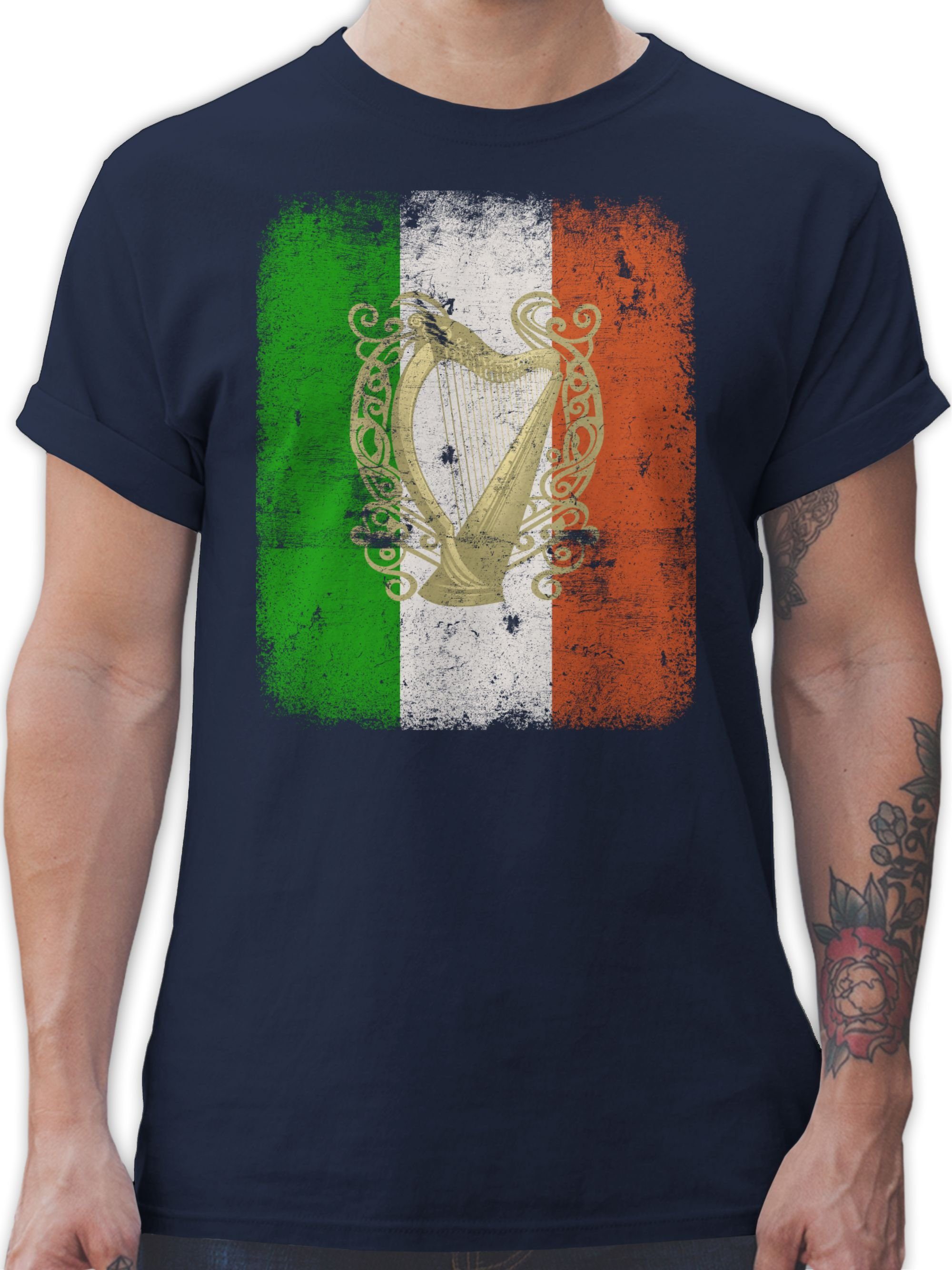 Shirtracer T-Shirt Irland Irische Irish Flagge Flag St. Patricks Day 03 Navy Blau