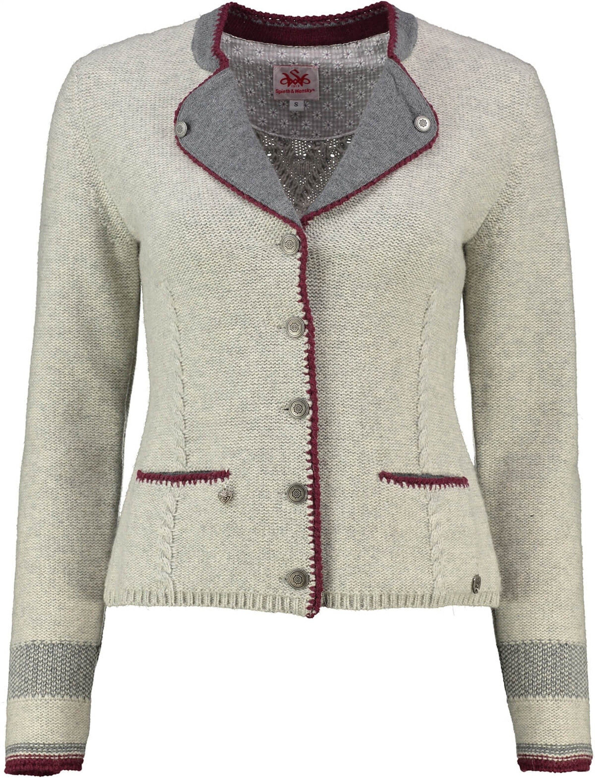 Strickjacke SPIETH & WENSKY Strickjanker Blanda grau im tradionellen Linksstrick