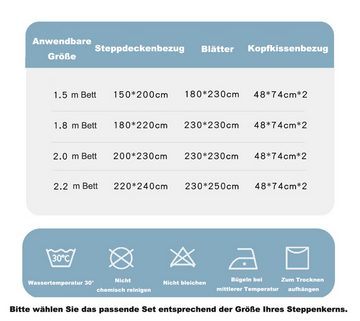 Bettwäsche Set Einfache solide Farbe Doppelseitige Bettbezug Set, Coonoor, 4 teilig, Weich und bequem