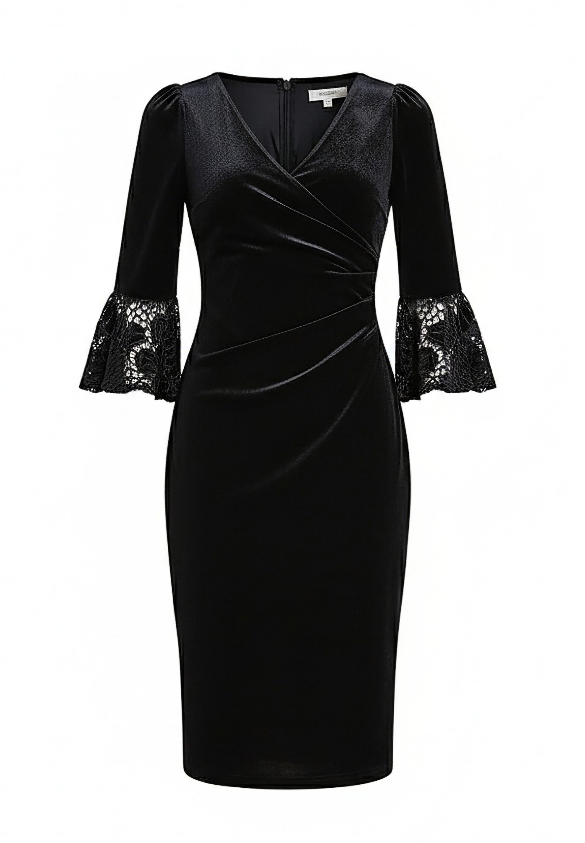 Goddiva Midikleid Crochet Velvet Wrap Midi Dress knielang, 3/4-Ärmel, Bodyc günstig online kaufen