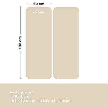 POWRX Yogamatte Gymnastikmatte Yogamatte (Beige 183x60cm, Dicke 1-1,5cm), Beige 183 X 60 X 1 Cm 183 X 60 X 1 Cm Nitril-Butadien-Kautschuk