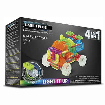 Laser Pegs Modellbausatz Mini Super Truck Klemmbausteine 4 in 1 LED Licht Set Noppensteine