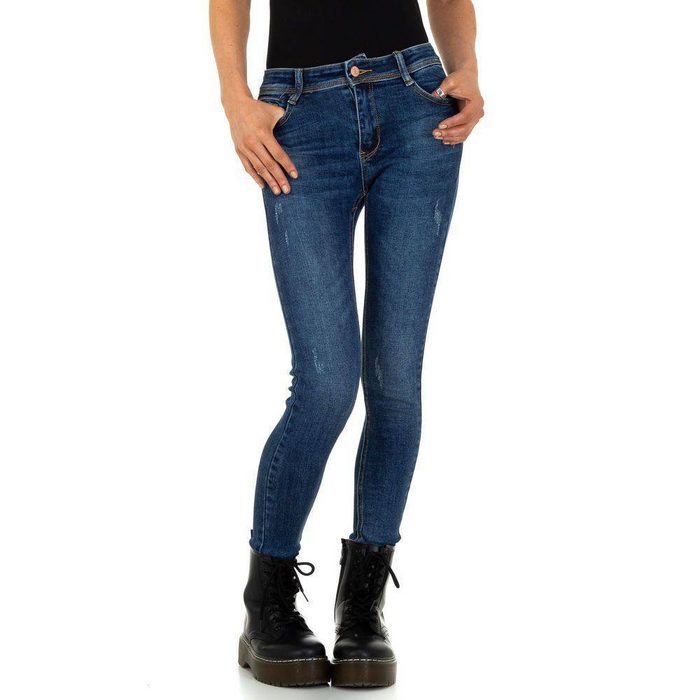 Ital-Design Skinny-fit-Jeans Damen Freizeit Jeansstoff Skinny Jeans in Blau