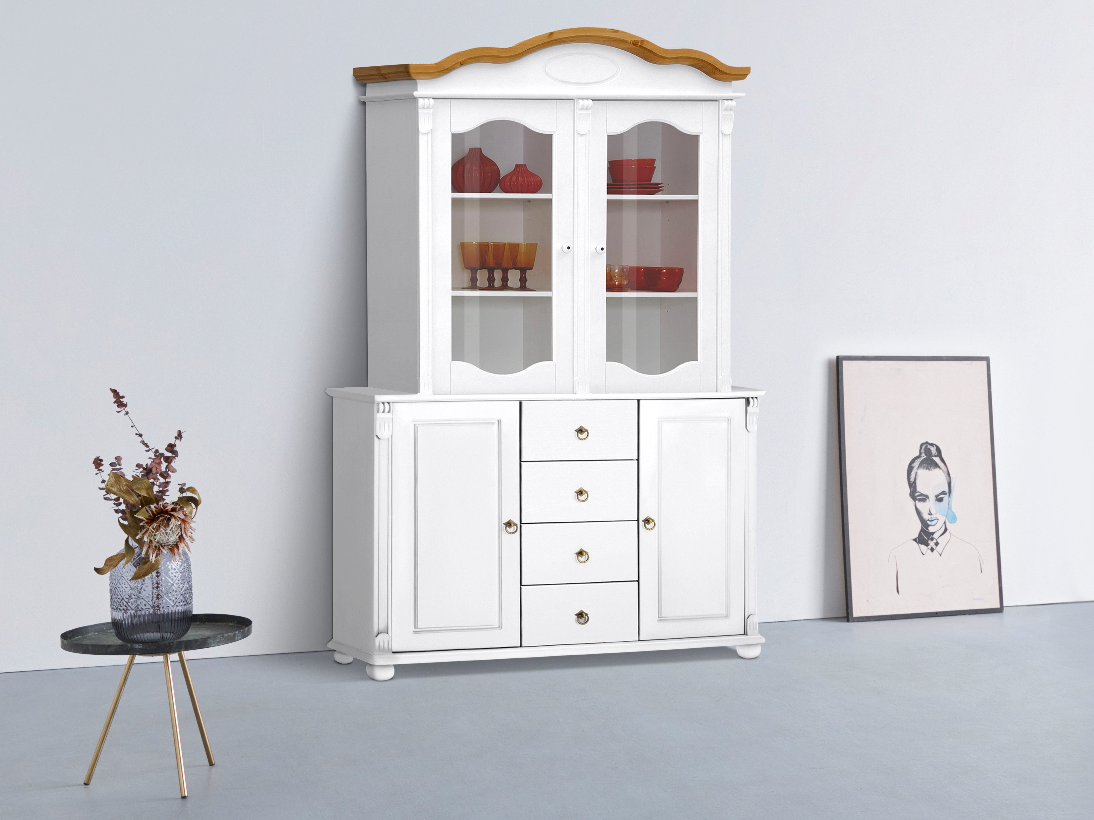 Home affaire Kombikommode Tessin; Buffetunterschrank, klassischer Landhausstil, aus massiver, FSC®-zertifizierter Kiefer, 128cm breit