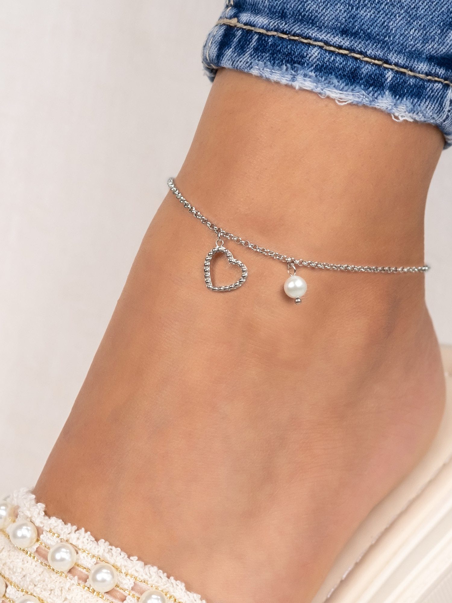 Engelsrufer Fußkette Herz, ERFS-HEART-PE, Made in günstig online kaufen