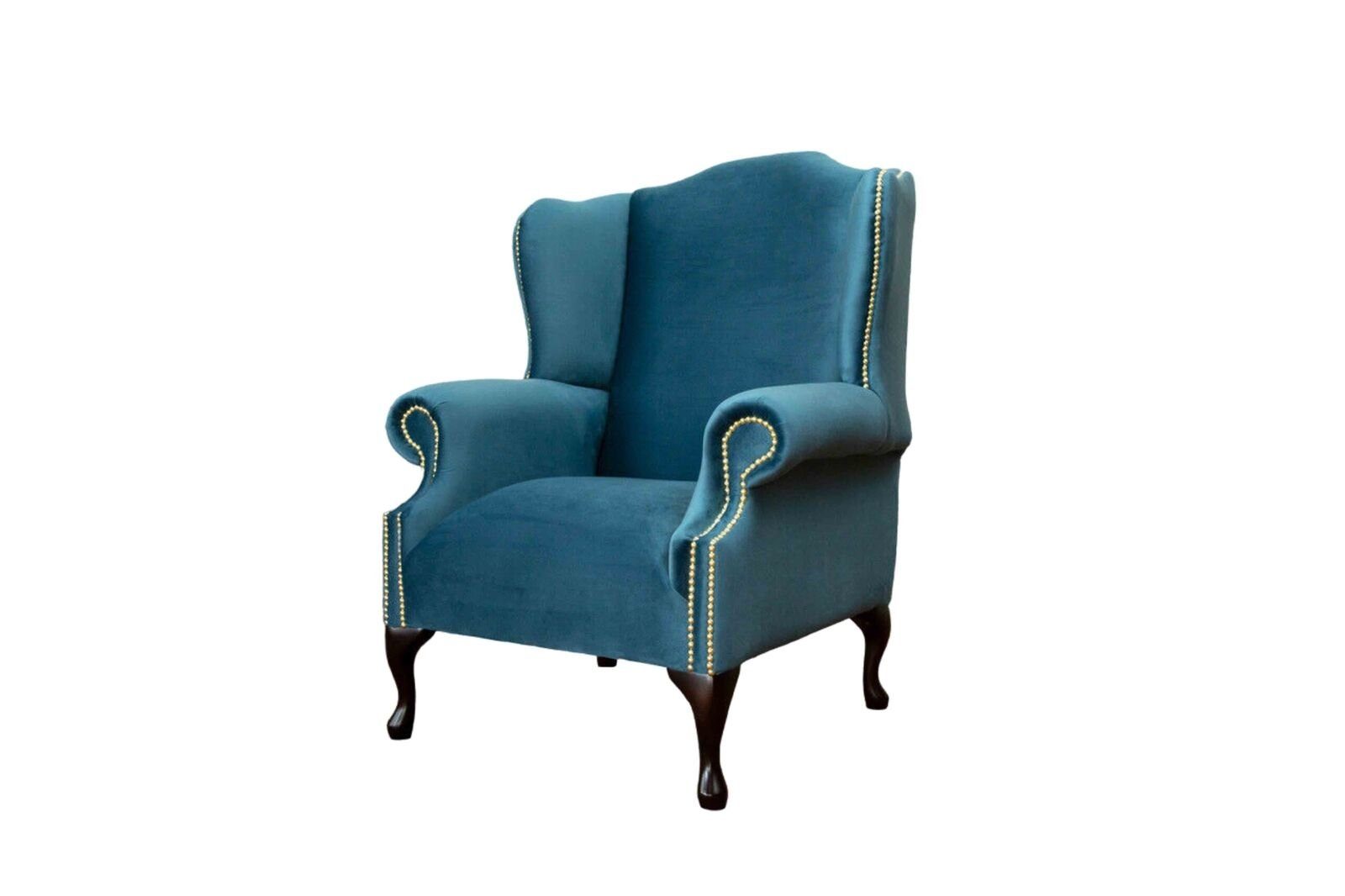 JVmoebel Ohrensessel Ohrensessel Einsitzer Chesterfield Couch Blau Sofa Polster Möbel Neu, Made In Europe